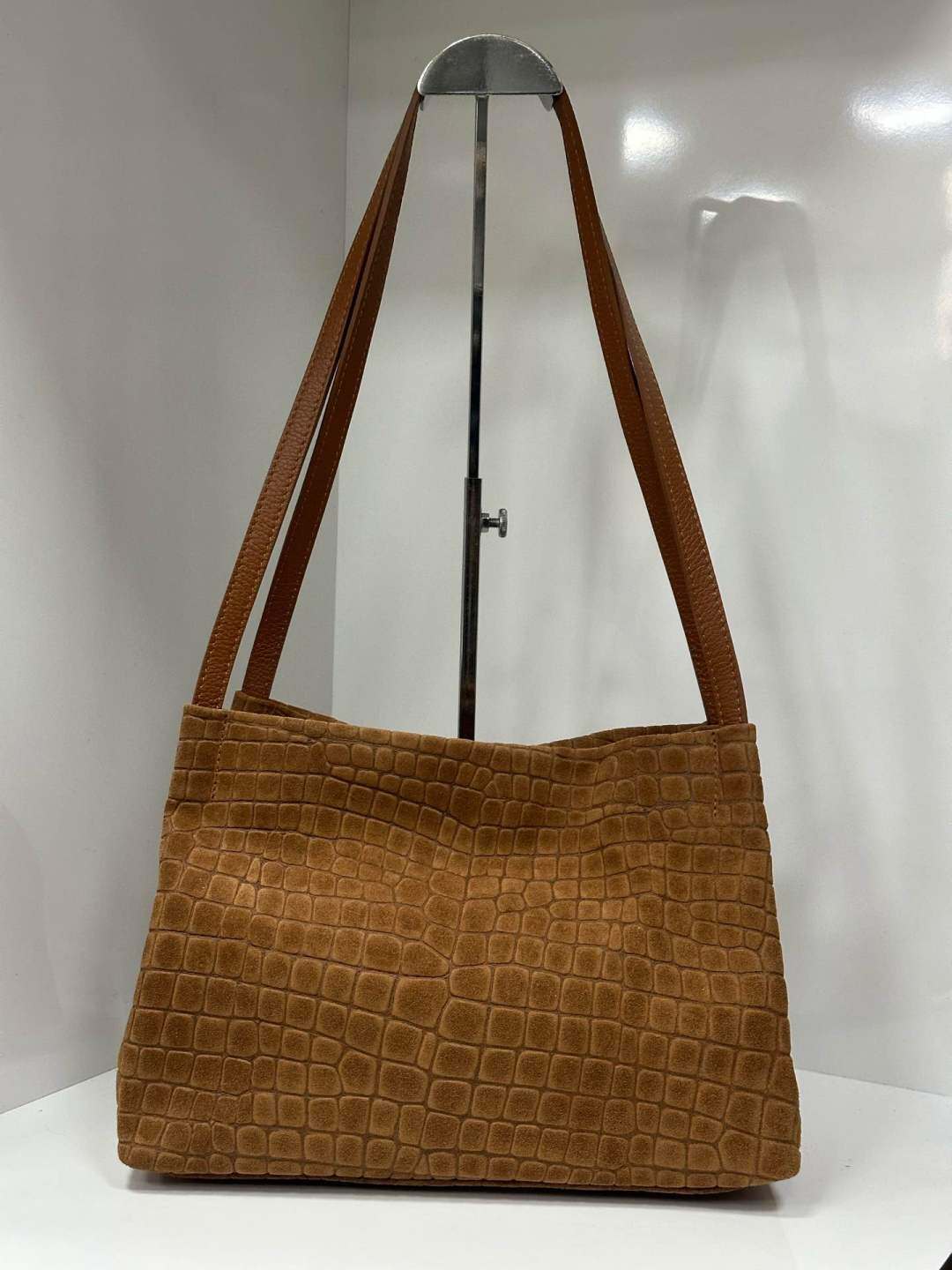 Wholesaler SELINA & CO - SUEDE LEATHER BAG WITH CROCODILE PRINT