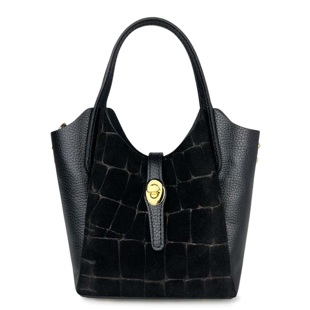 Wholesaler SELINA & CO - GENUINE LEATHER SUEDE BAG WITH COCO PRINT MADE IN ITALY