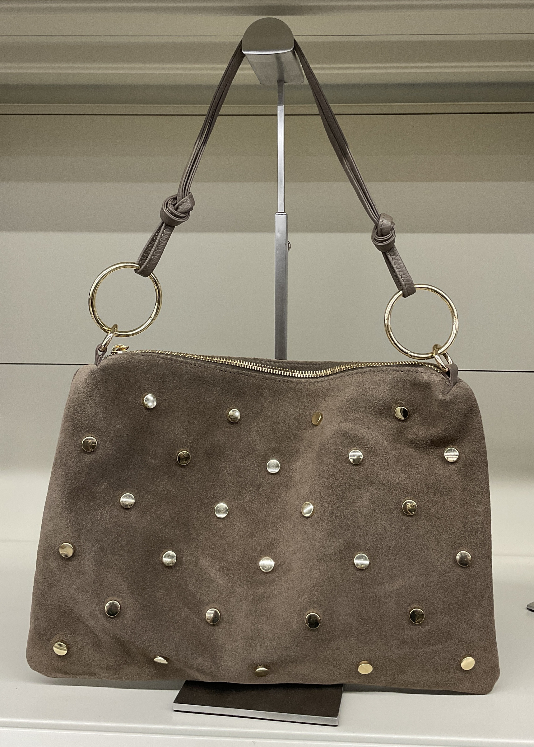 Wholesaler SELINA & CO - LARGE ENVELOPE BAG RINGS IN GENUINE SUEDE LEATHER WITH STUDS MADE IN ITALY