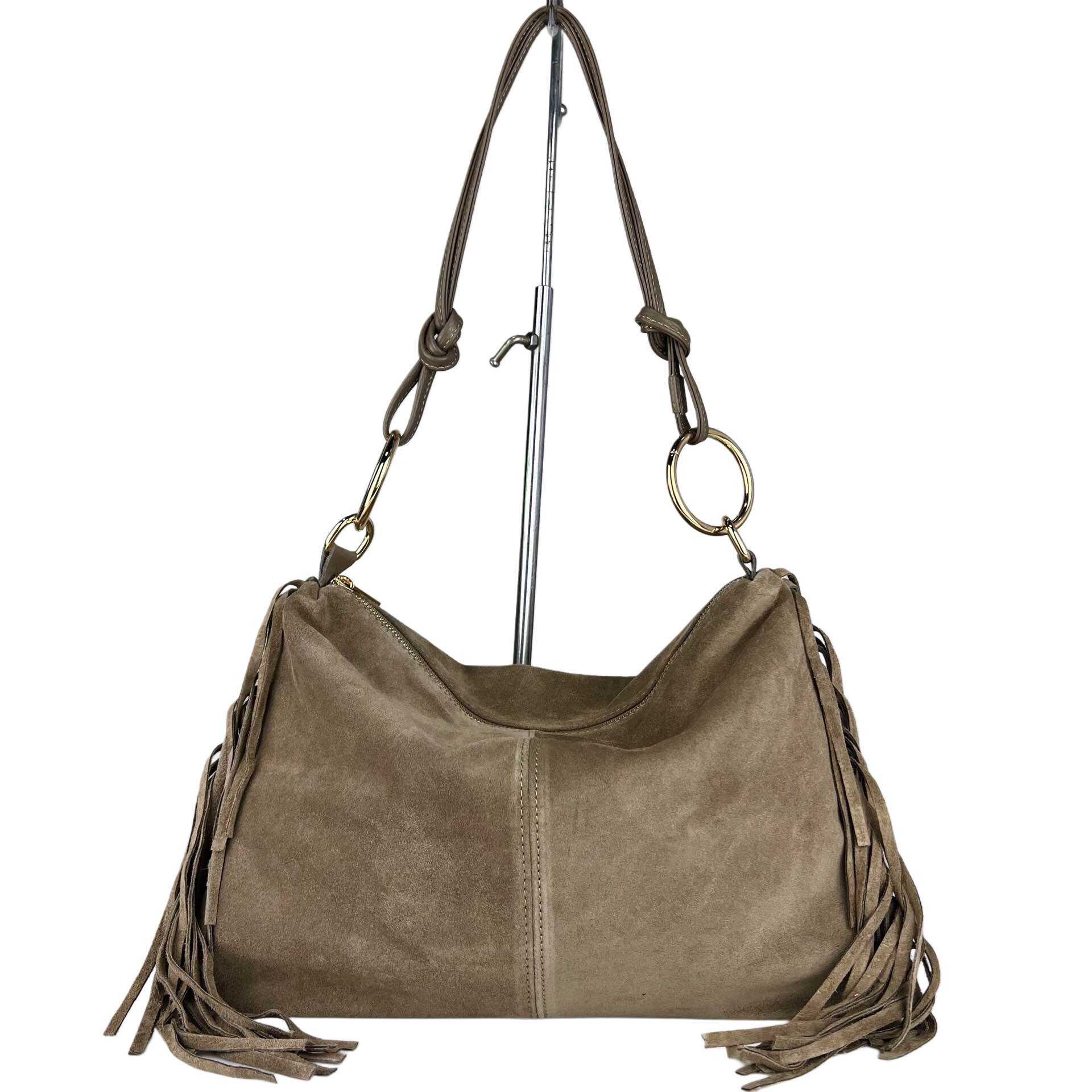 Wholesaler SELINA & CO - LARGE SUEDE LEATHER BAG WITH FRINGES