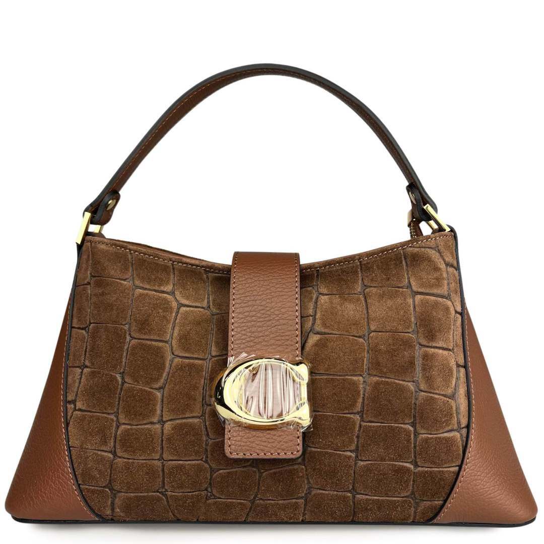 Wholesaler SELINA & CO - Genuine suede leather bag with croc print