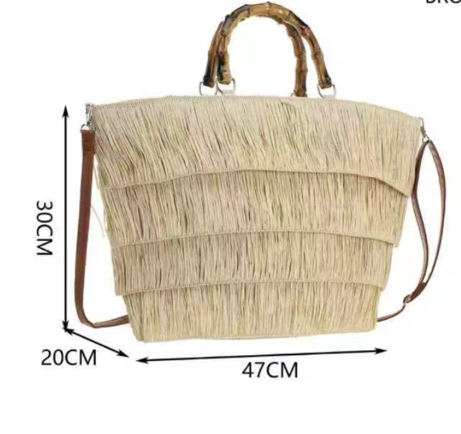 Mayorista SELINA & CO - BOLSO DE RAFIA CON ASA DE BAMBÚ SINTÉTICO