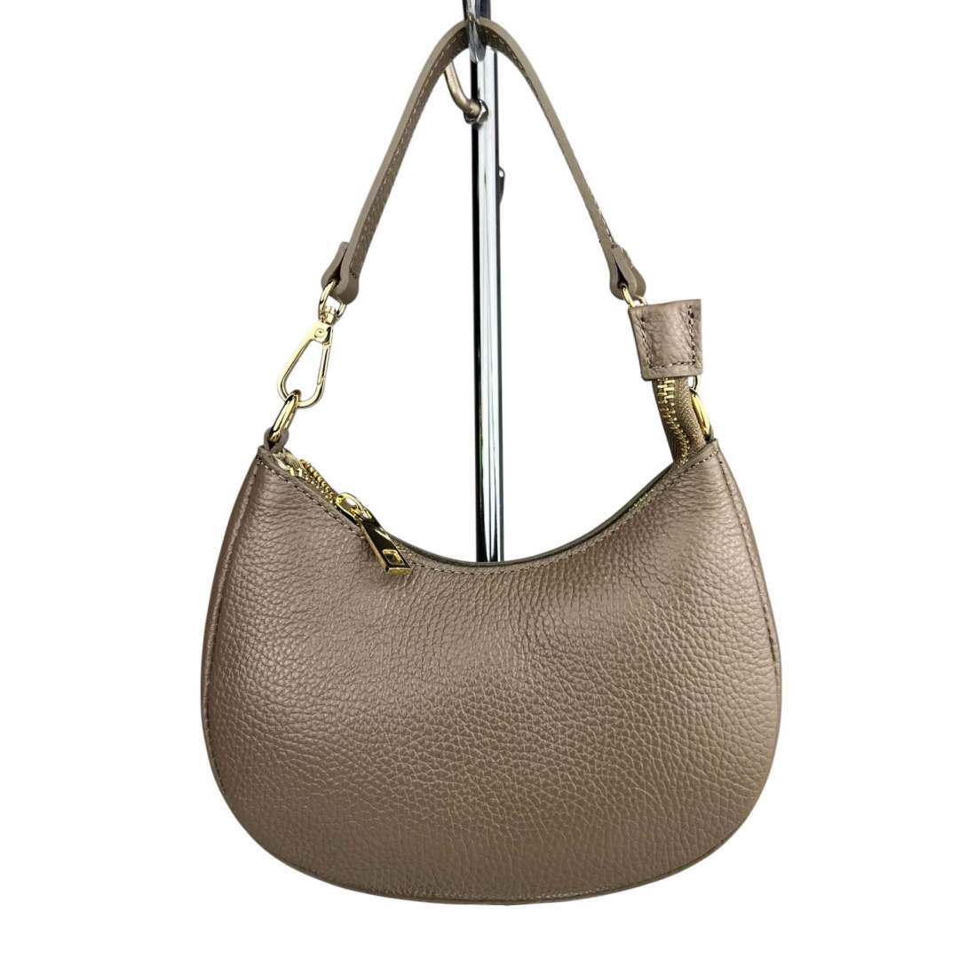 Grossista SELINA & CO - Borsa mezzaluna piccola in vera pelle made in Italy