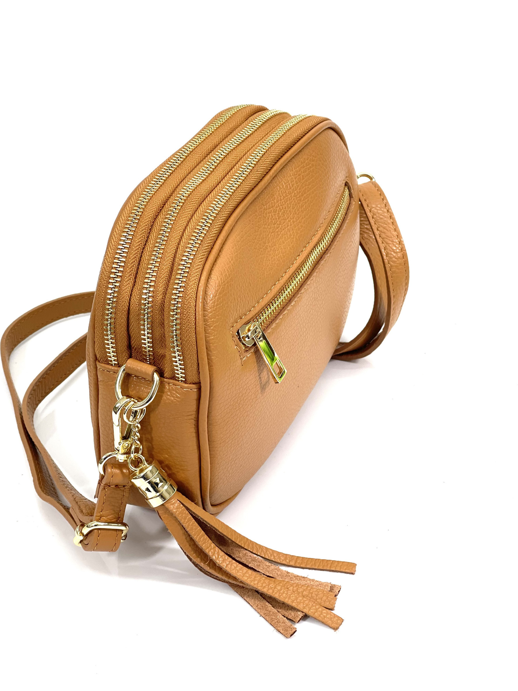 Grossiste SELINA & CO - SAC EN CUIR VÉRITABLE AVEC 3 FERMETURES ÉCLAIR