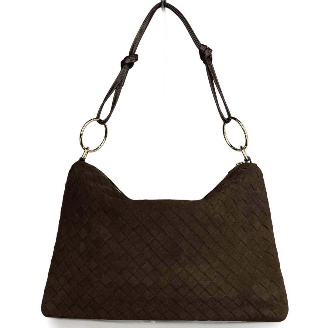 Grossista SELINA & CO - Borsa grande in suede scamosciata intrecciato made in Italy
