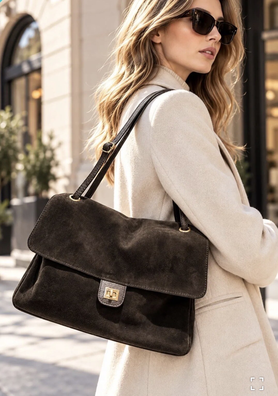 Großhändler SELINA & CO - MITTLERE KLAPPTASCHE AUS ECHTEM WILDLEDER HERGESTELLT IN ITALIEN