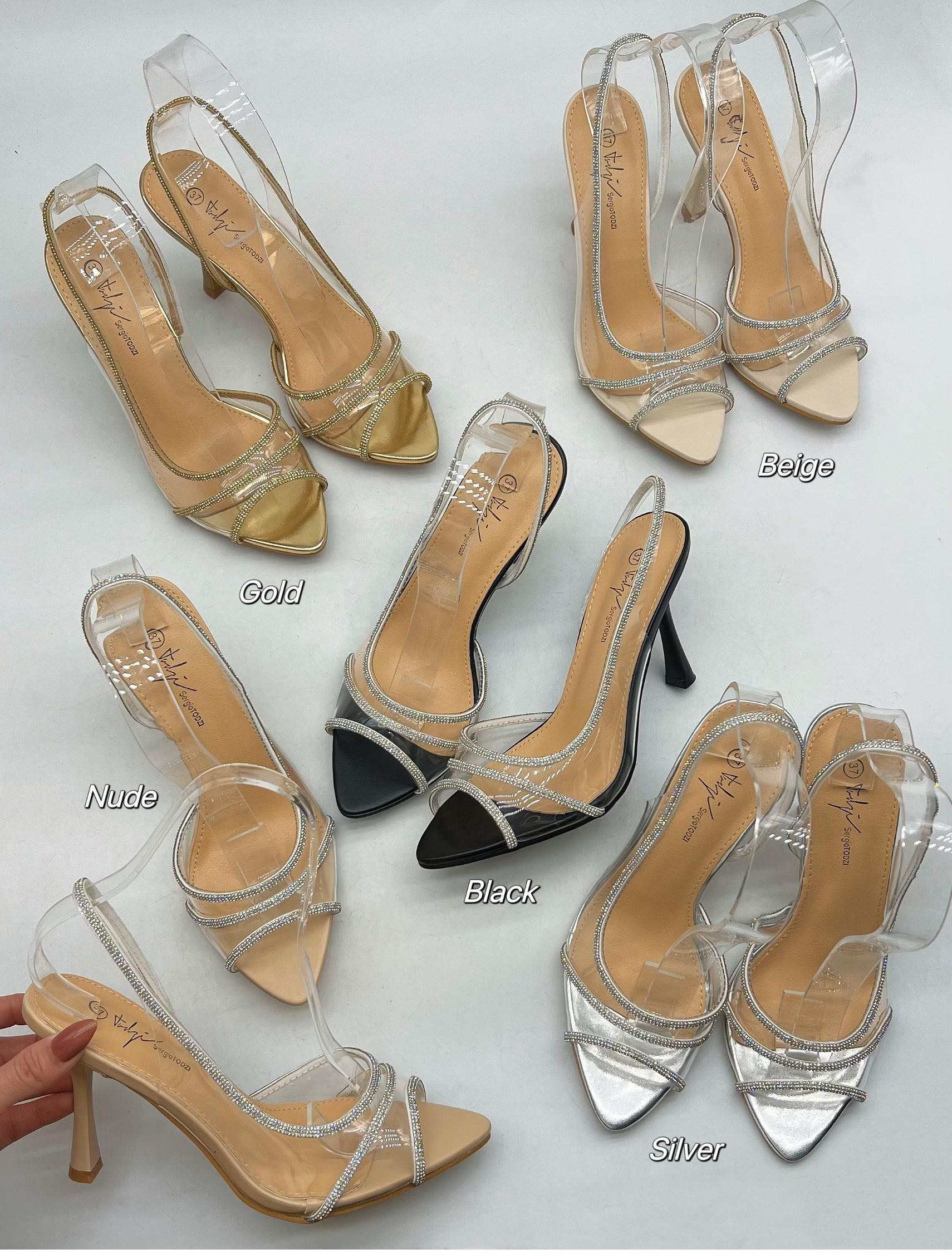 Sandales Sergio Todzi Avec Diamants Et Maille – Talon 4 Pouces, Taille 3-6, Neuf Avec Emballage
