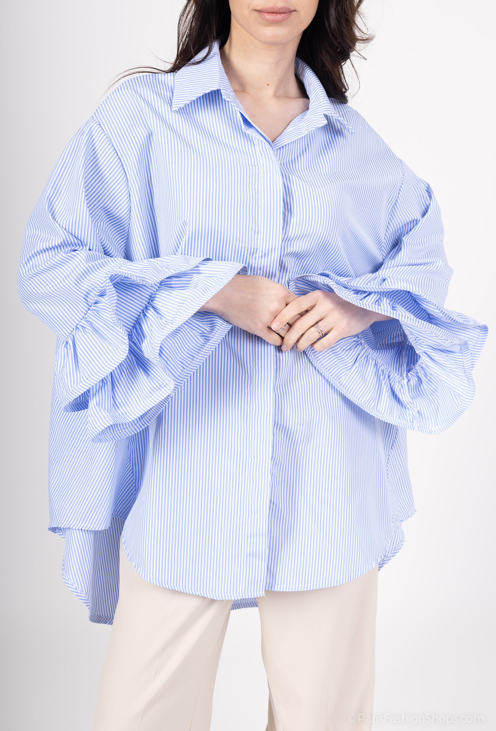 Wholesaler SEVEN SEPT - Ample striped fabric style, with a special sleeve design.