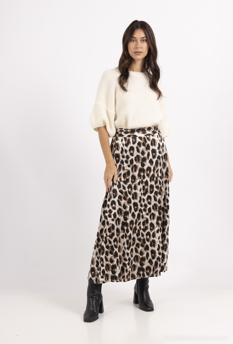 Wholesaler SEVEN SEPT - leopard satin viscose skirt
