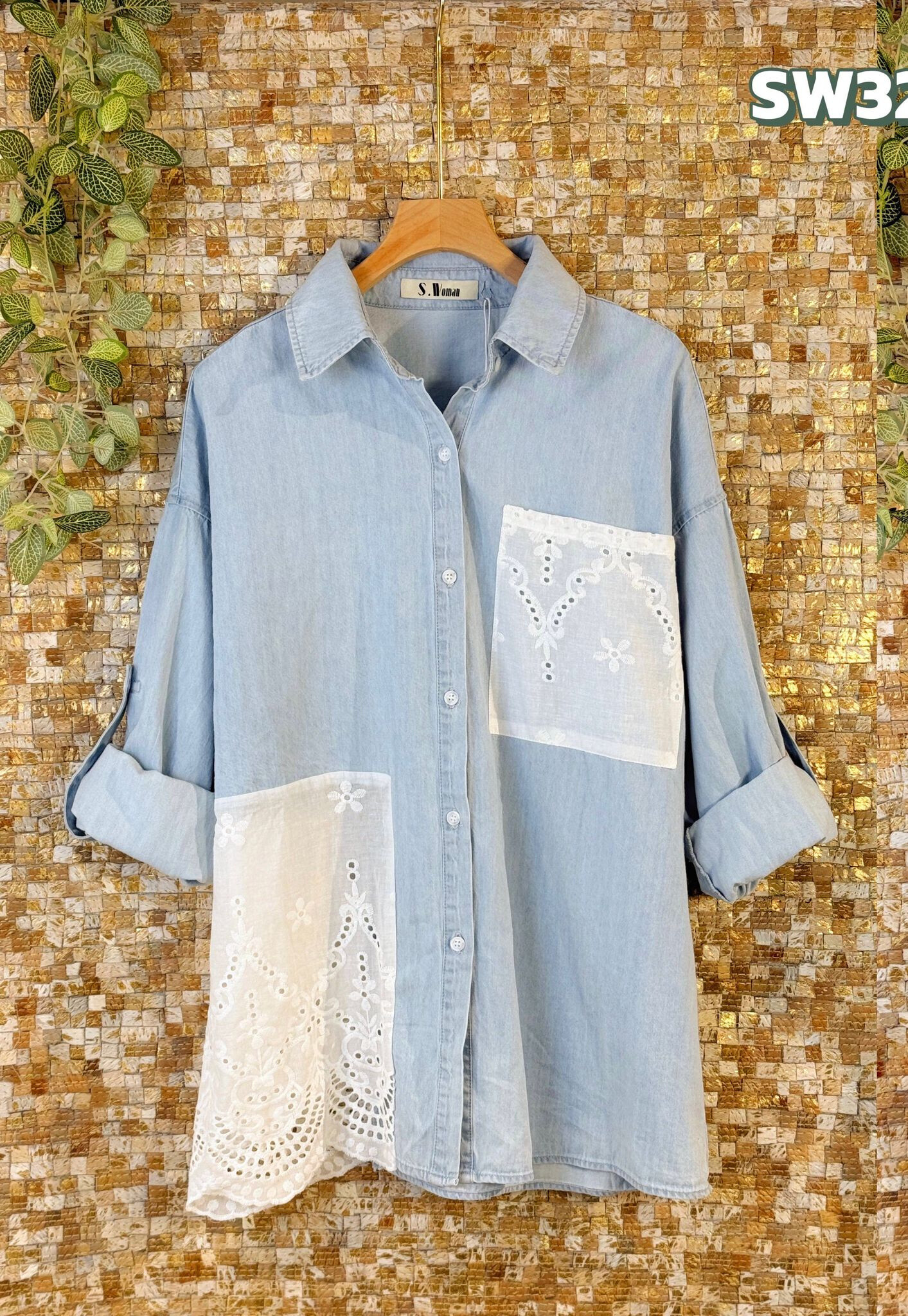 Wholesaler Sexy Woman - Blue Denim Shirt, Original Design, Spring, Casual Chic Style