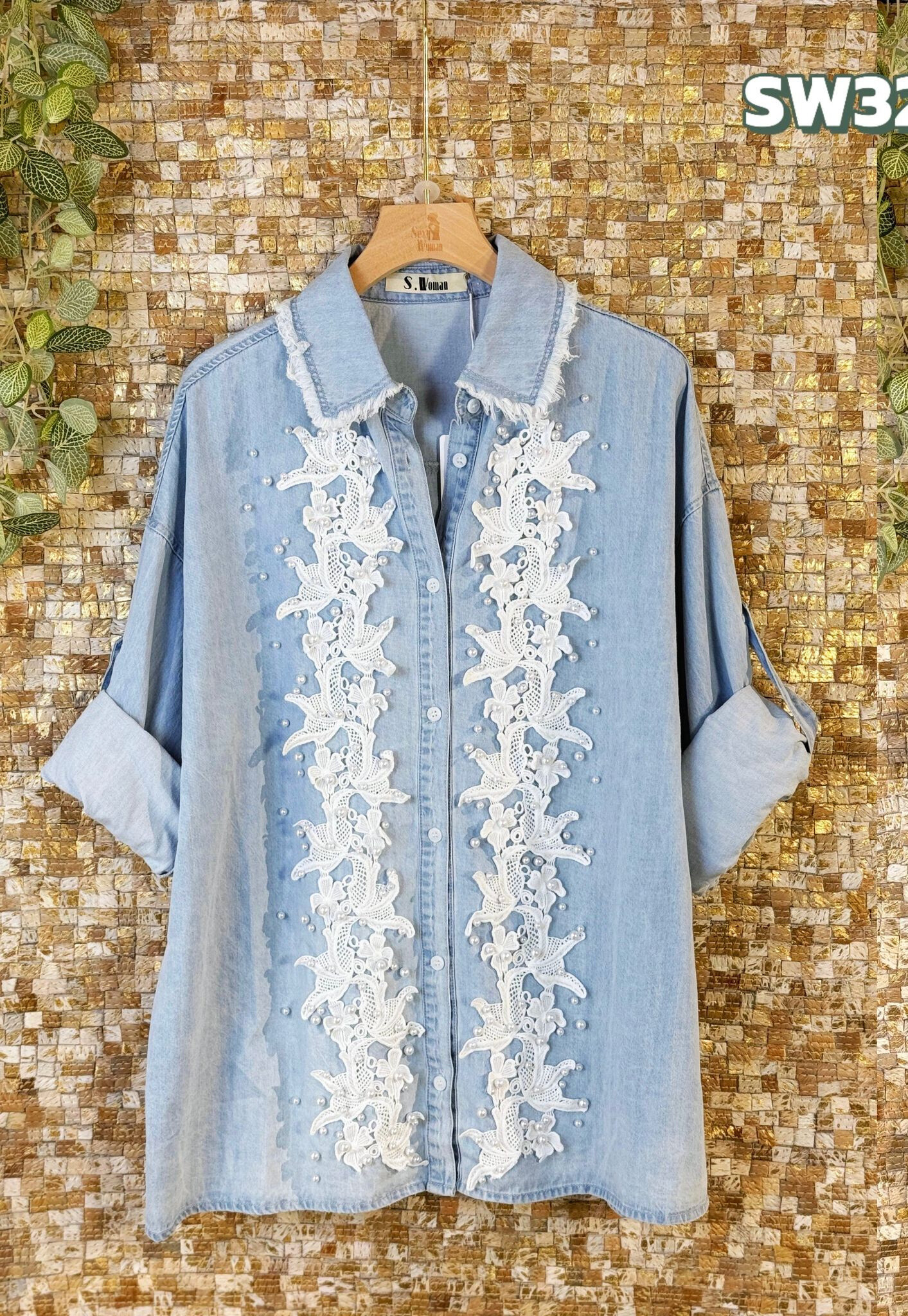 Wholesaler Sexy Woman - Blue Denim Shirt, Original Design, Spring, Casual Chic Style