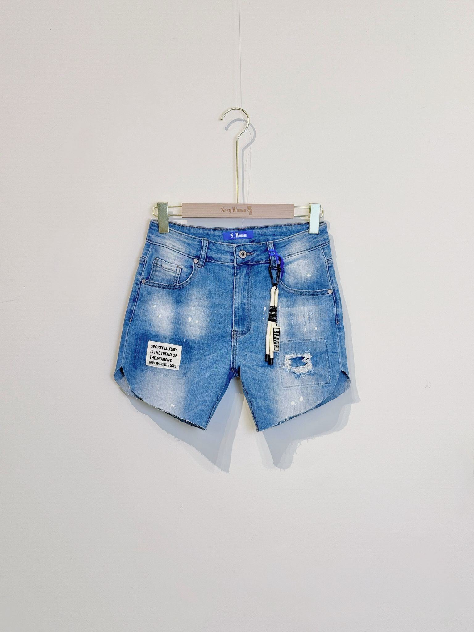 Grossista Sexy Woman - Pantaloncini estivi essenziali, blu, morbidi, stile street, casual