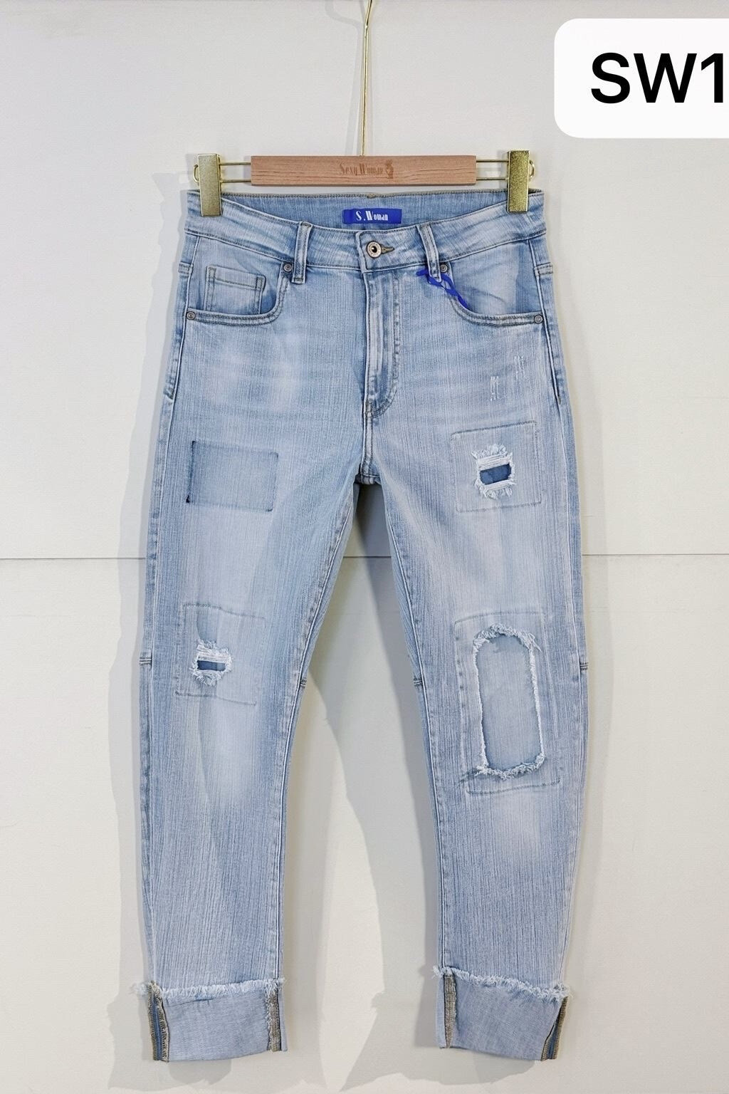Wholesaler Sexy Woman - Jeans Boyfriend Fit Blue, Original Design, Soft Denim, Streetwear Style