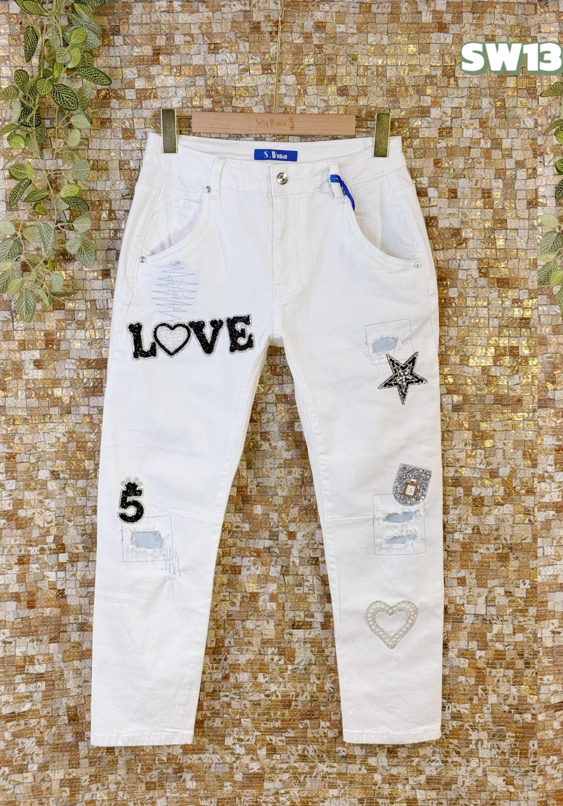Wholesaler Sexy Woman - Blue Denim Jeans, Patchwork, Comfortable Fit, Faded Effect, Casual Style