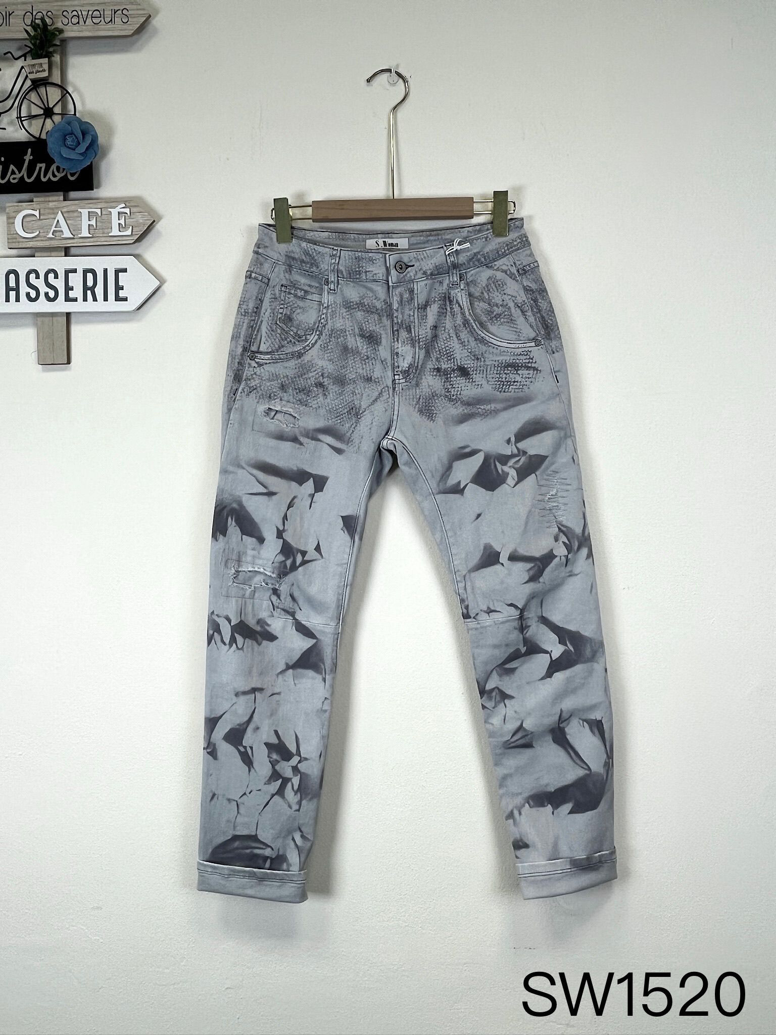 Mayorista Sexy Woman - Nuevo estilo de invierno, jeans grises estilo boyfriend, pantalones, estilo único tie-dye