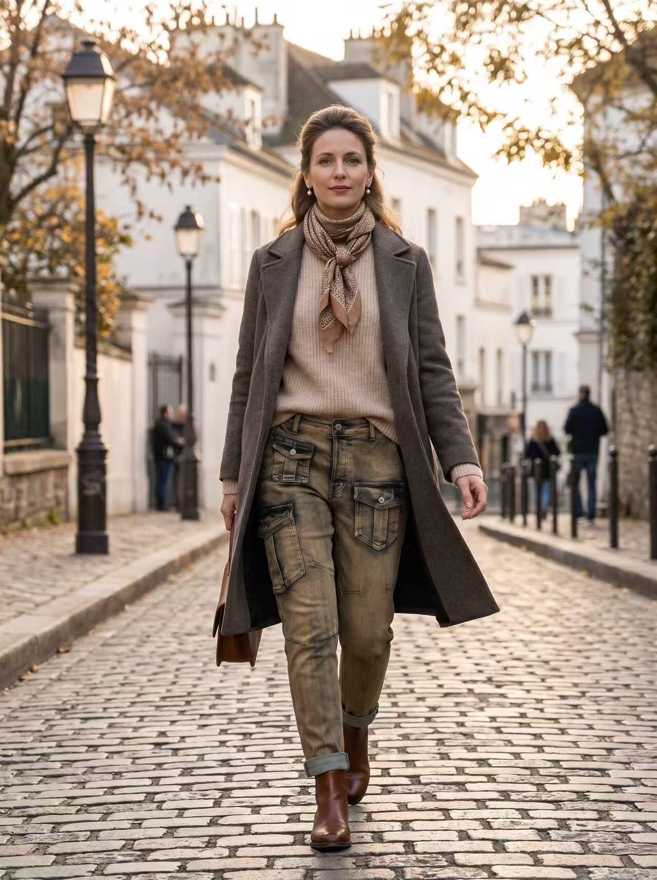 Wholesaler Sexy Woman - New winter style, boyfriend jeans, brown, original design, street style. Multi-pocket design, trendy street style.