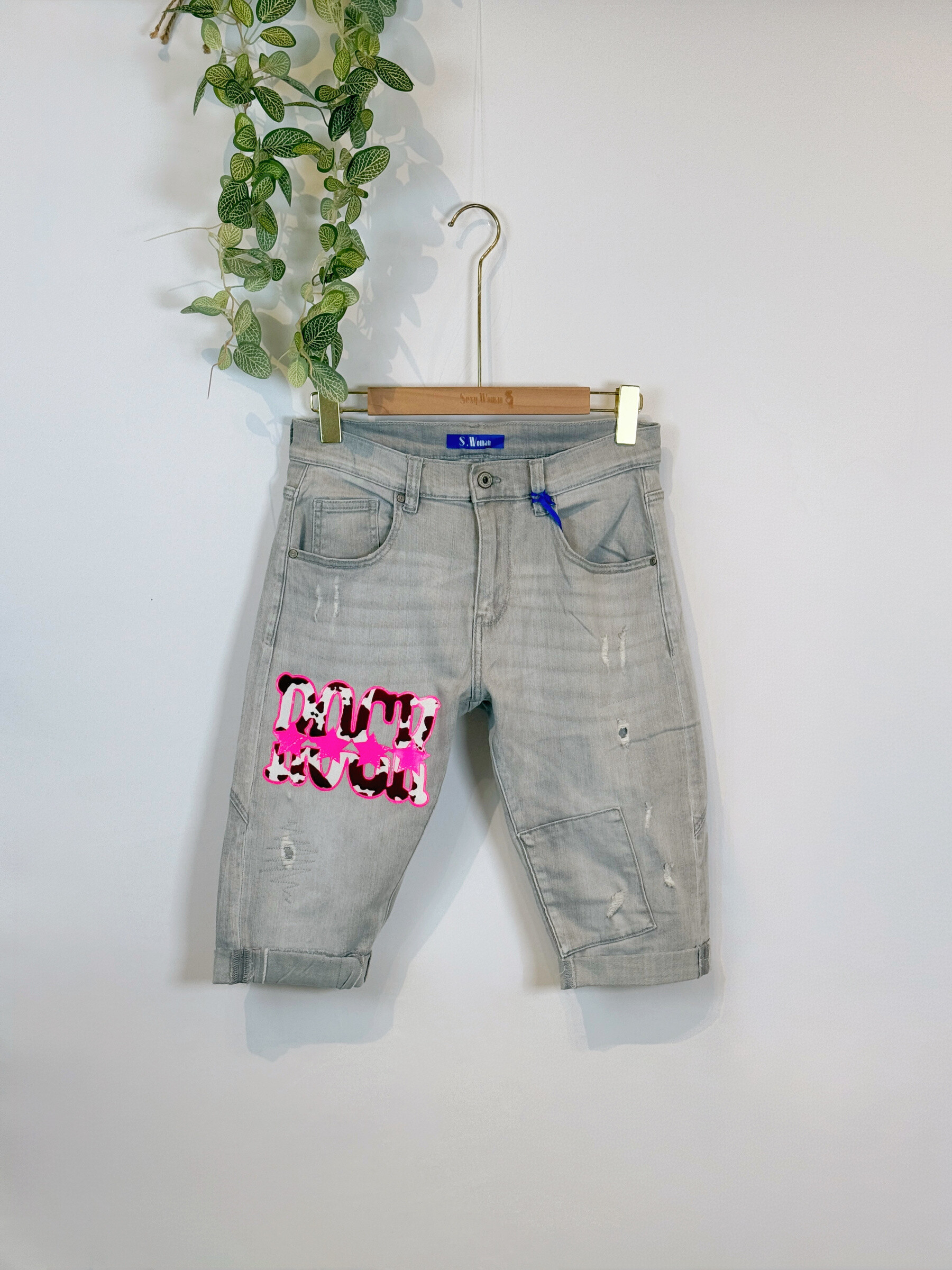 Grossista Sexy Woman - Jeans Boyfriend Fit Grigio, Pantaloncino Morbido, Stile Streetwear, Casual