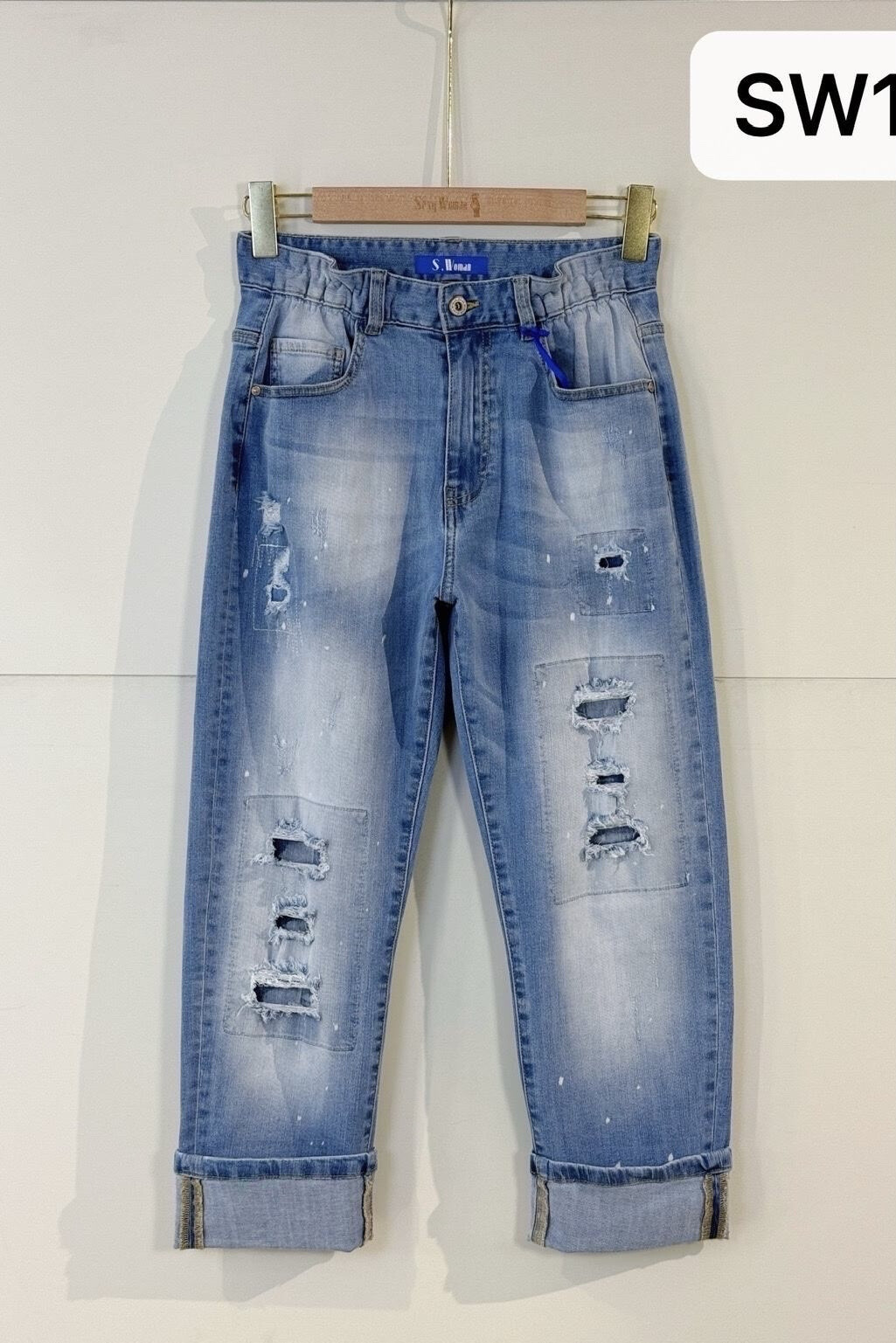 Wholesaler Sexy Woman - Jeans Boyfriend Fit Blue, Original Design, Soft Denim, Streetwear Style