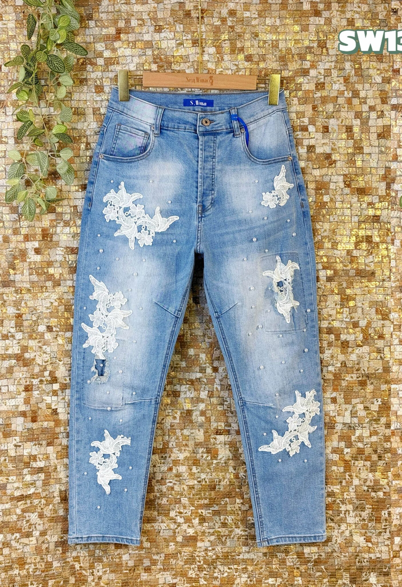 Wholesaler Sexy Woman - Jeans Boyfriend Fit Blue, Original Design, Soft Denim, Streetwear Style