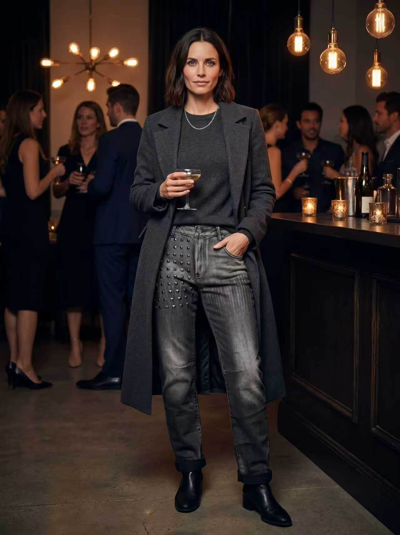 Wholesaler Sexy Woman - New boyfriend jeans, faded color, soft and comfortable fabric, star print, fashionable and versatile.