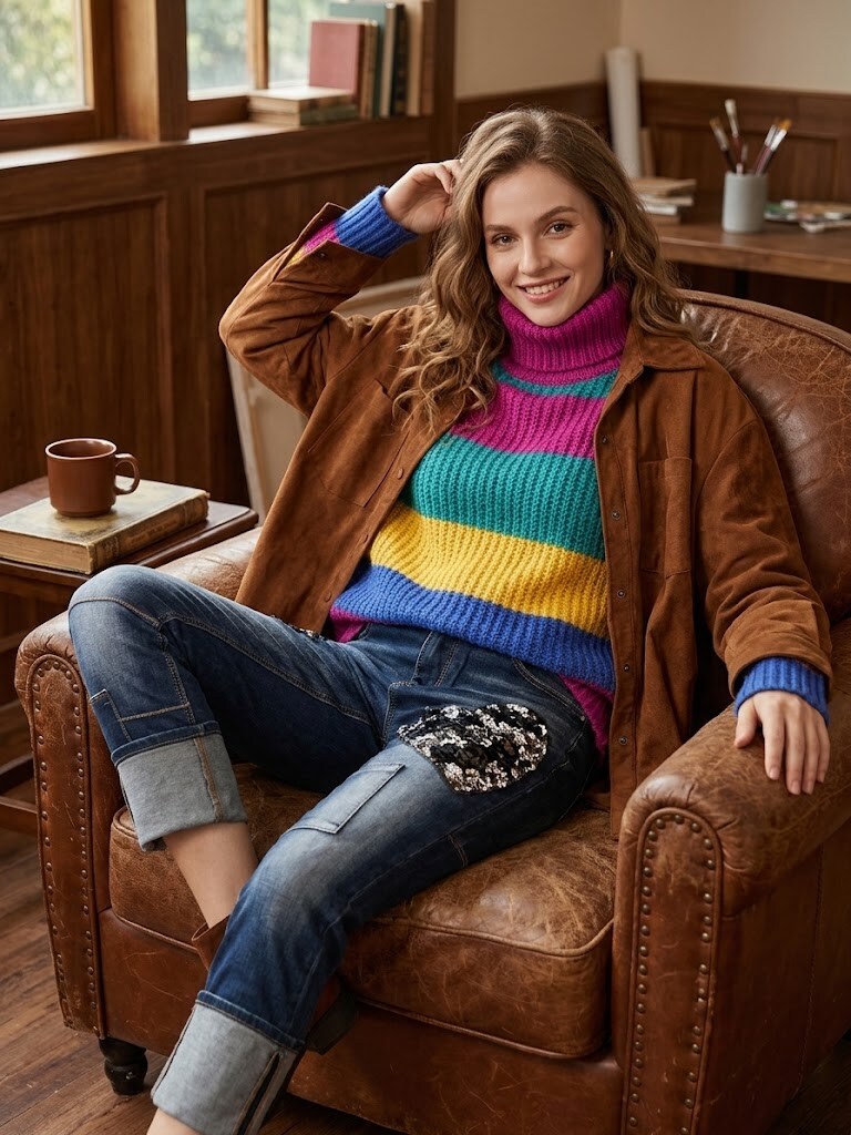 Großhändler Sexy Woman - Jeans im Used-Look mit herzförmigem Pailletten-Patchwork, umgeschlagenen Säumen und einem robusten Denim-Design.