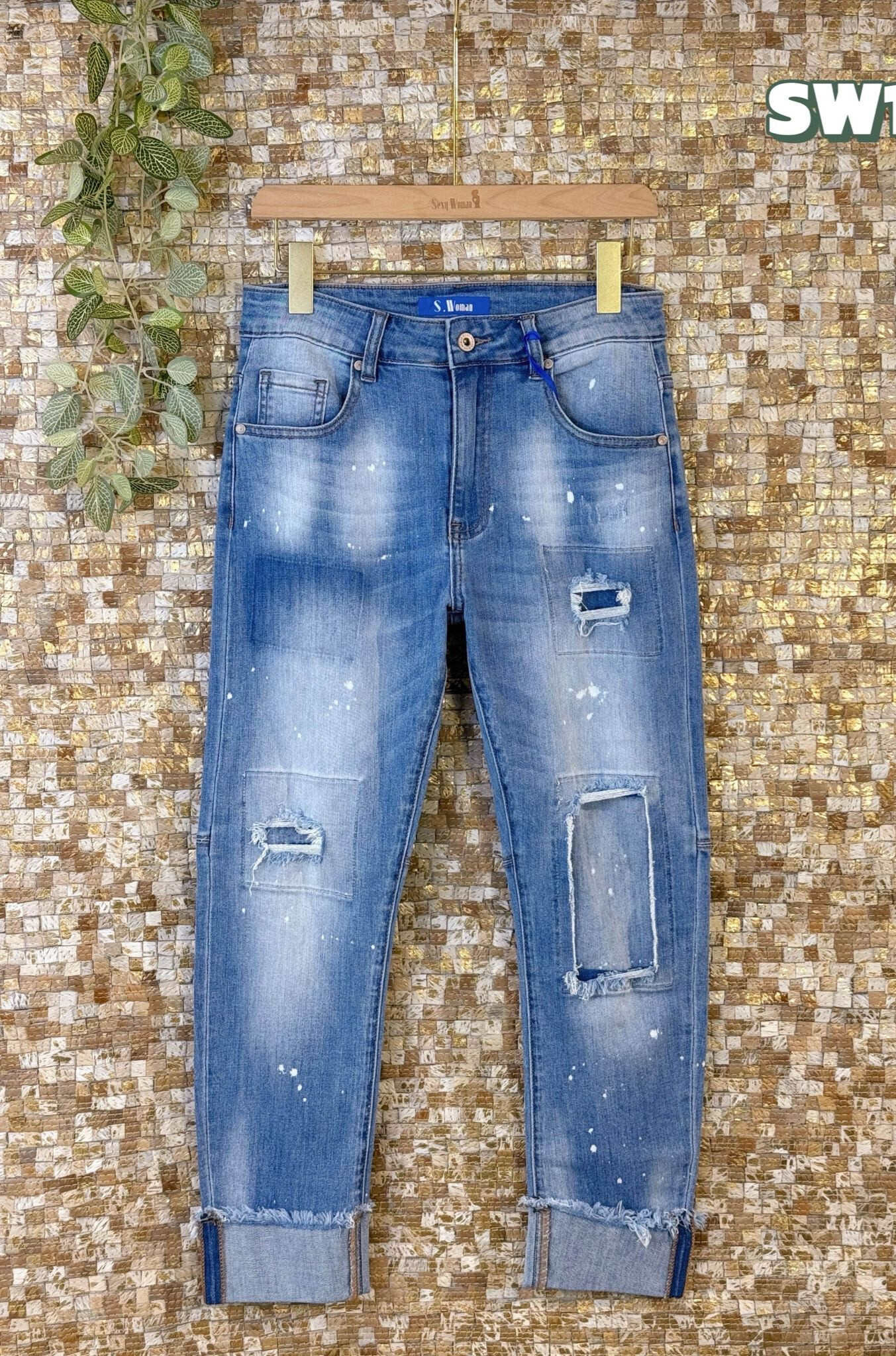 Wholesaler Sexy Woman - Jeans Boyfriend Fit Blue, Original Design, Soft Denim, Streetwear Style