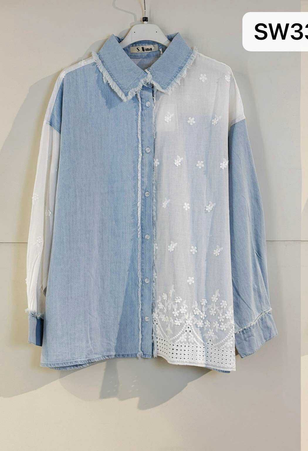 Wholesaler Sexy Woman - Blue denim shirt, original design, spring, casual chic style