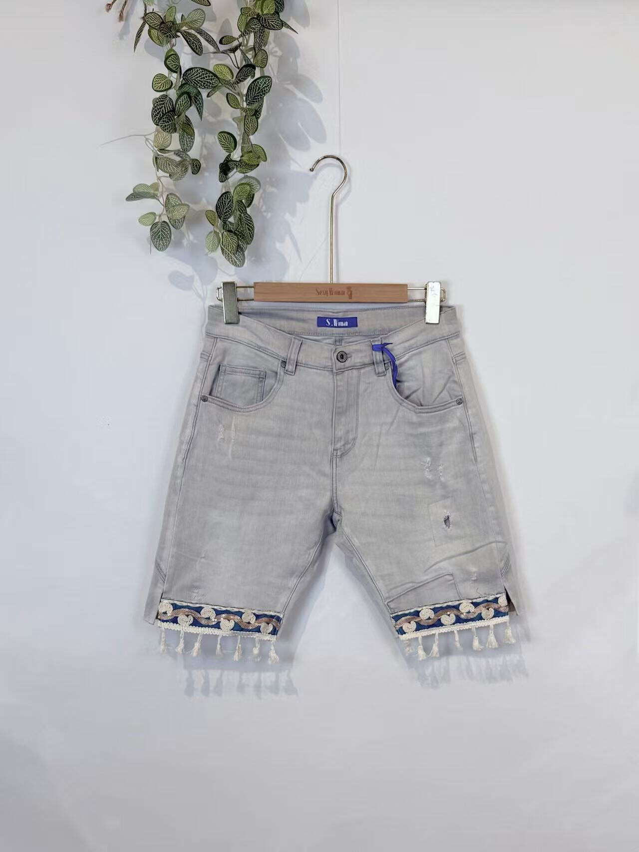 Grossista Sexy Woman - Jeans corti e morbidi, vestibilità boyfriend, grigi, stile street, casual
