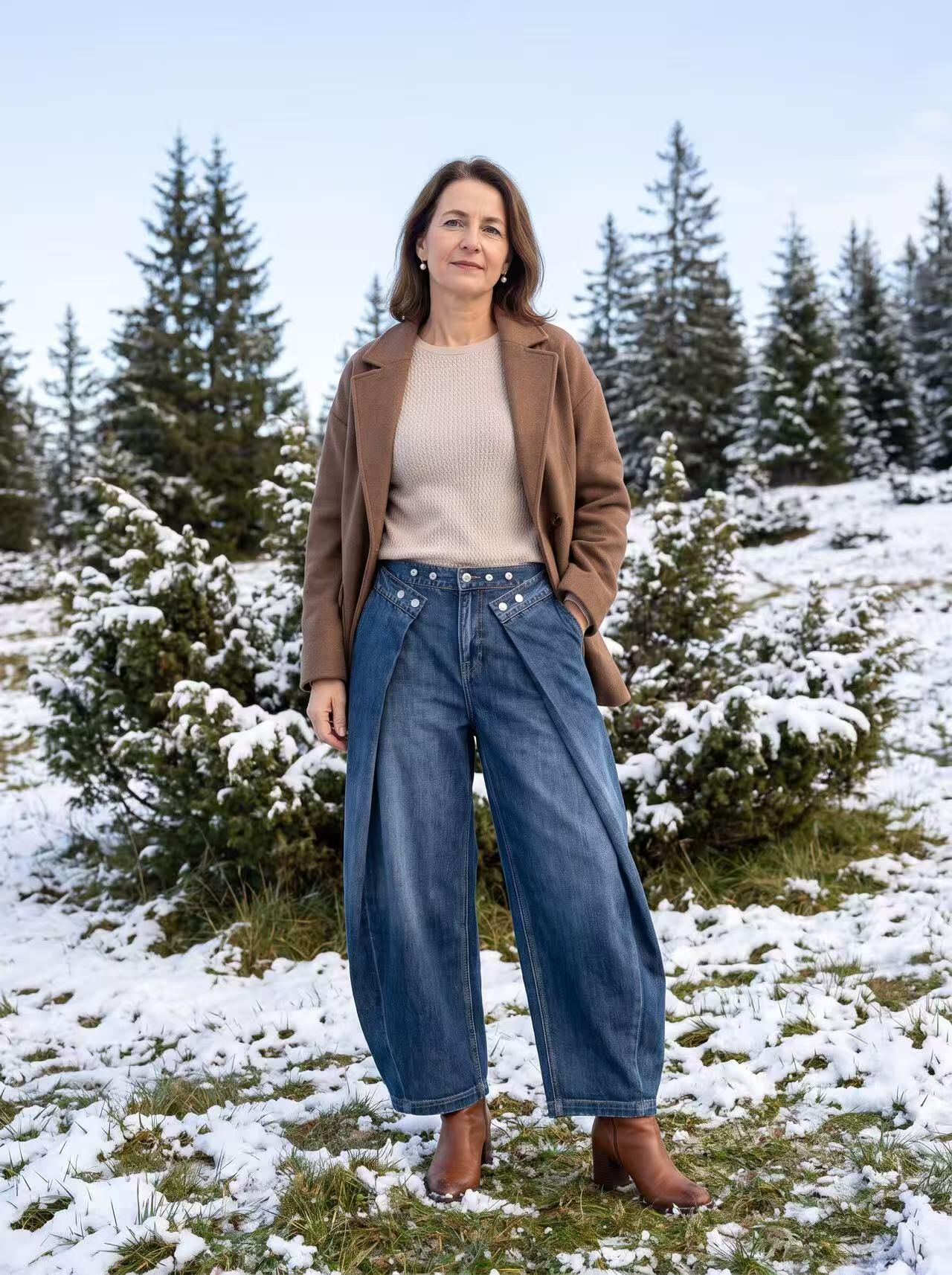 Wholesaler Sexy Woman - Exclusive design with waist buckle, elastic at the back, vintage wash denim, wide and anatomical cut, slimming and versatile.