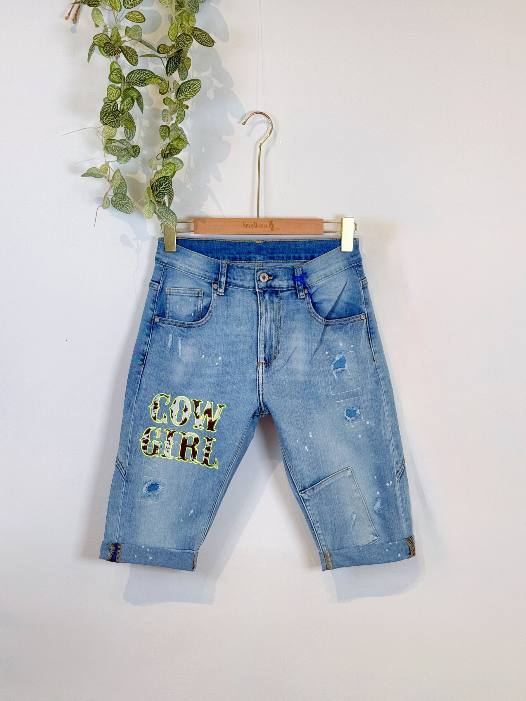 Grossista Sexy Woman - Jeans Boyfriend Fit Blu, Pantaloncino Morbido, Stile Streetwear, Casual