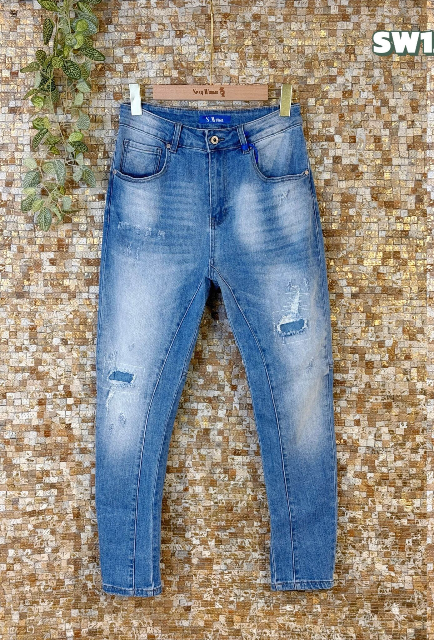 Wholesaler Sexy Woman - Jeans Boyfriend Fit Blue, Original Design, Soft Denim, Streetwear Style