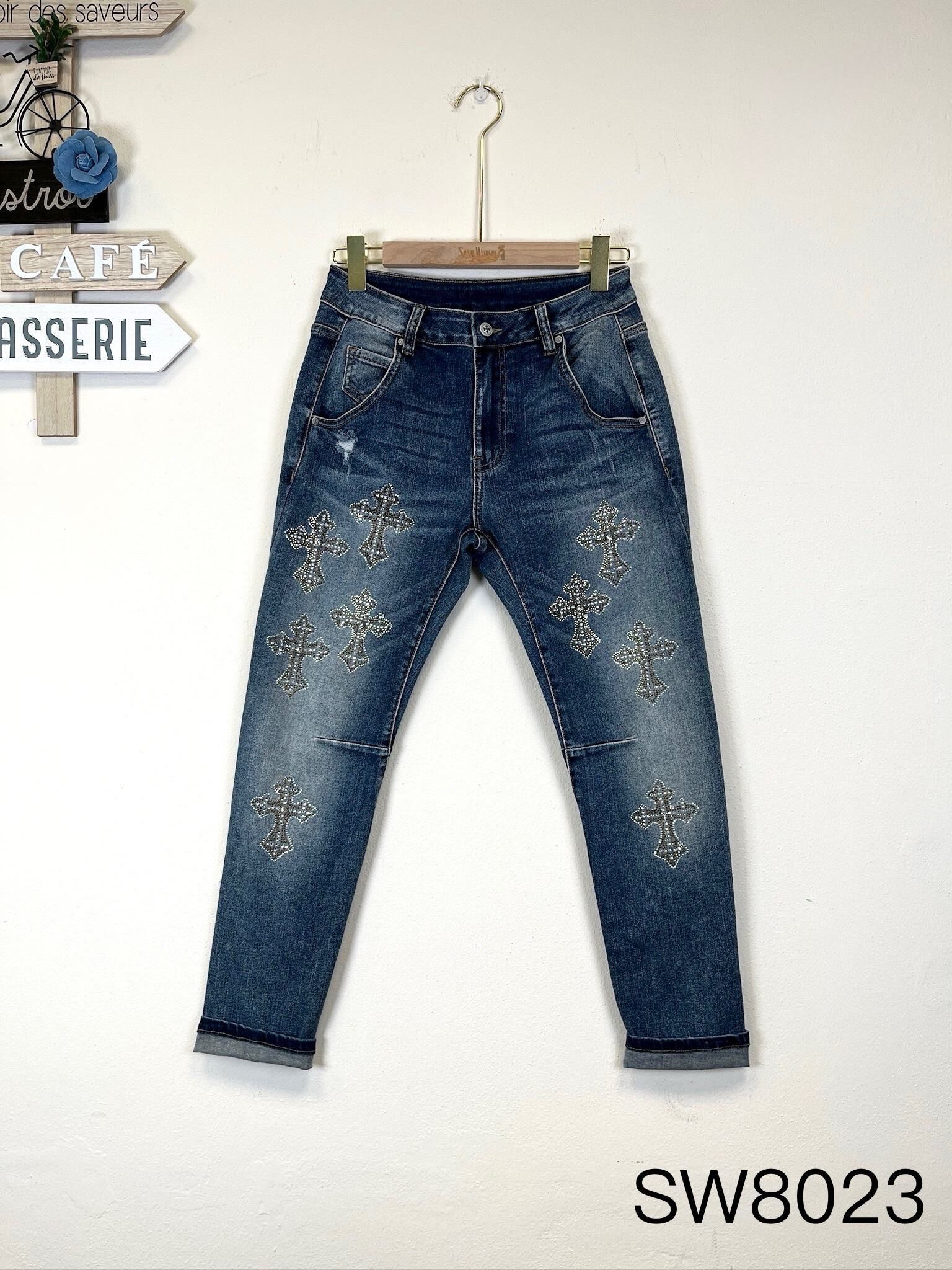 Wholesaler Sexy Woman - New winter style, boyfriend jeans with warm diamonds