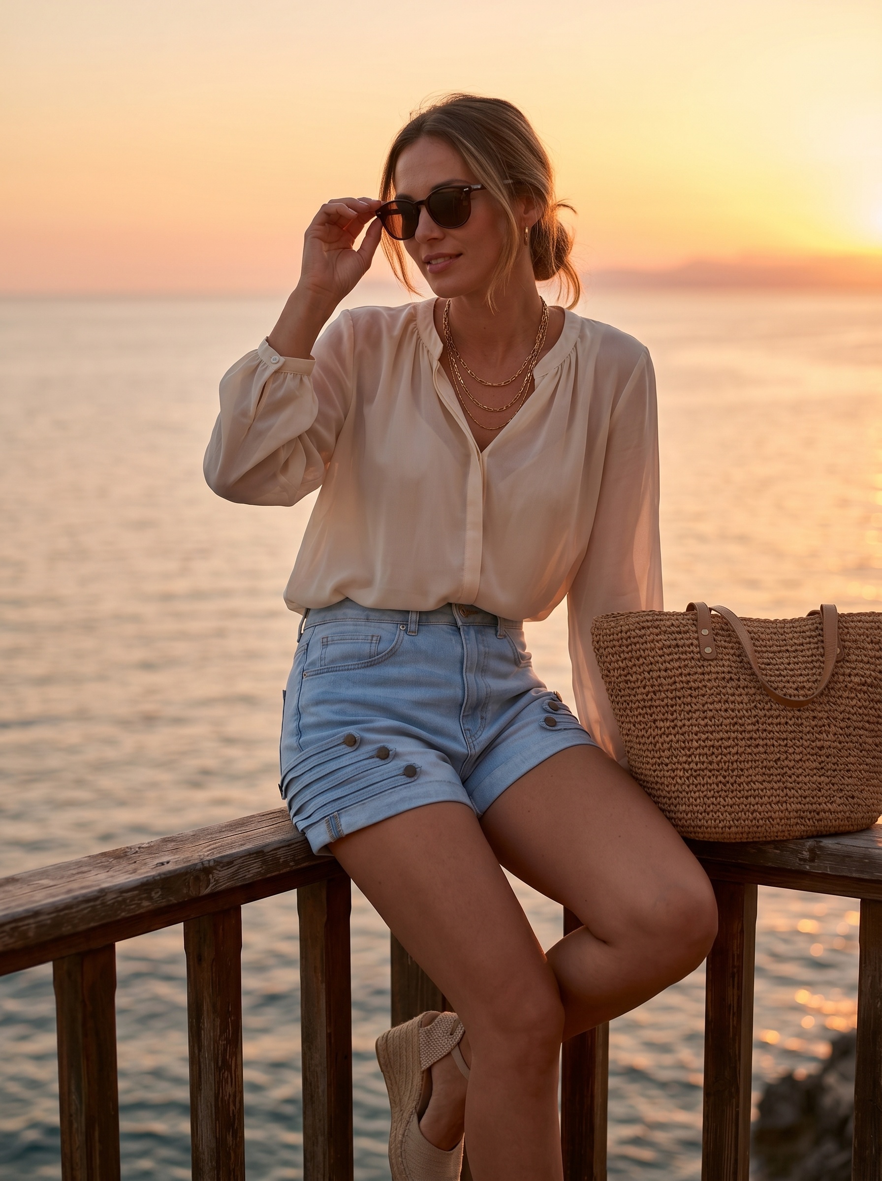 Mayorista Sexy Woman - Un par de shorts de mezclilla lavado azul claro, con un diseño único, un estilo original y un toque fresco y a la moda.