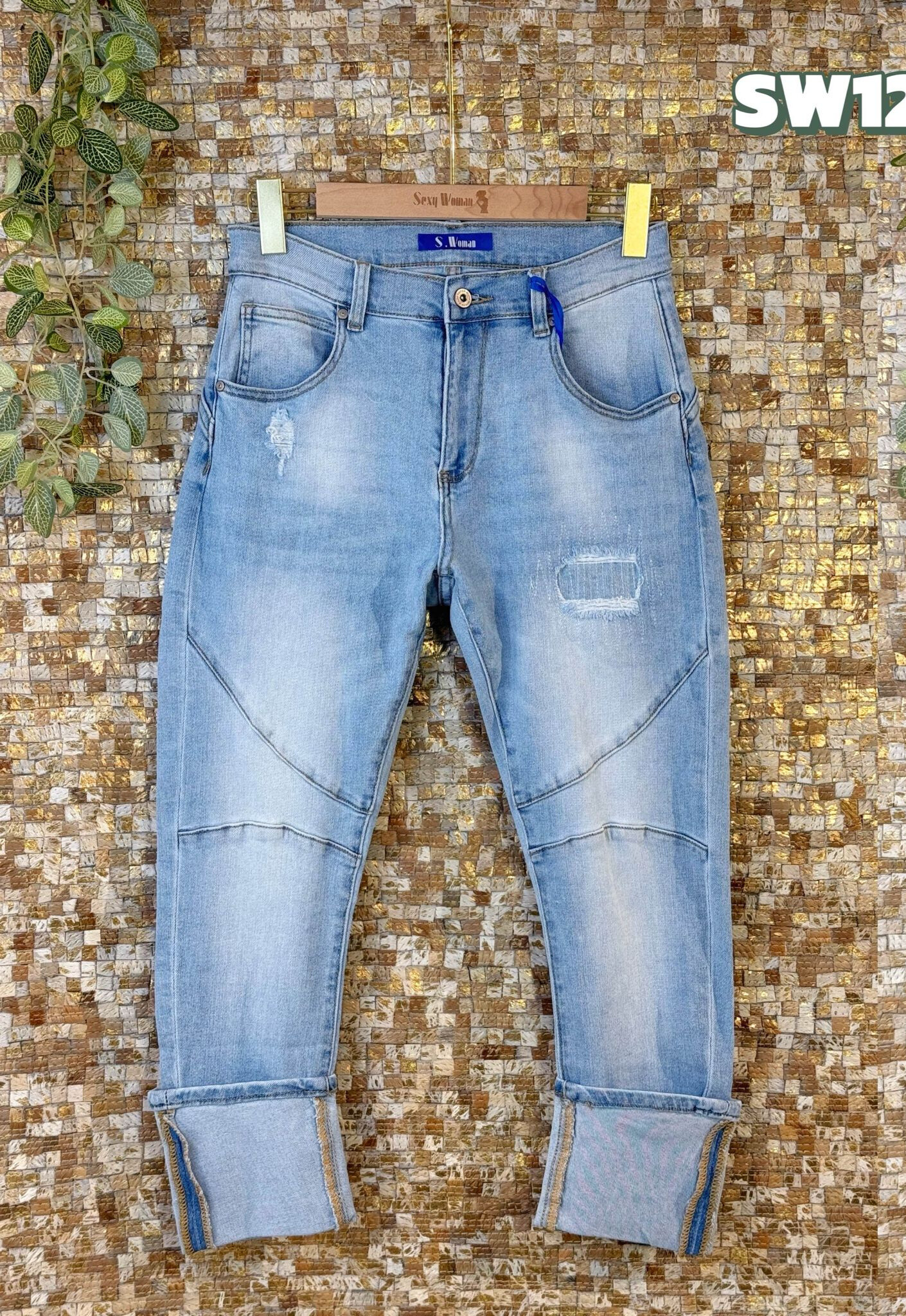 Wholesaler Sexy Woman - Jeans Boyfriend Fit Blue, Original Design, Soft Denim, Streetwear Style