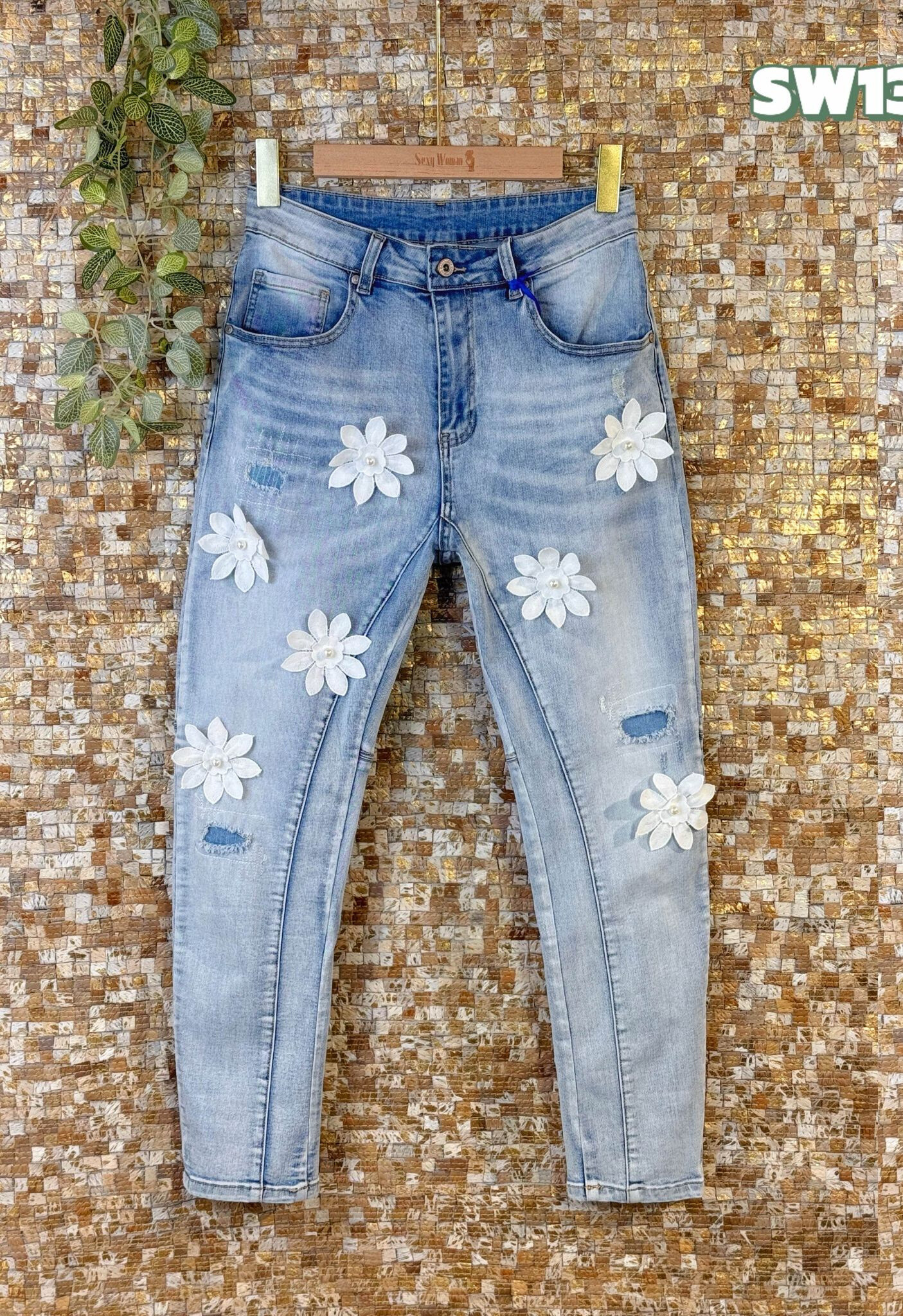 Wholesaler Sexy Woman - Jeans Boyfriend Fit Blue, Original Design, Soft Denim, Streetwear Style