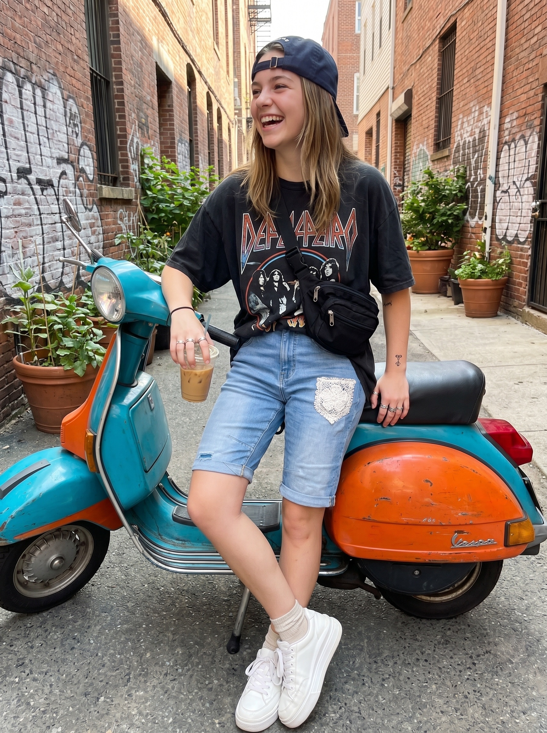 Wholesaler Sexy Woman - Medium blue washed effect denim bermuda shorts, with a casual style and refined decorative details, blending a bohemian and street style spirit.