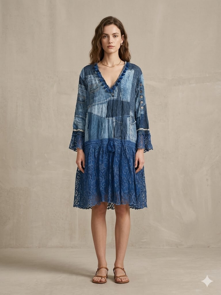 Mayorista Sexy Woman - Vestido azul con escote en V