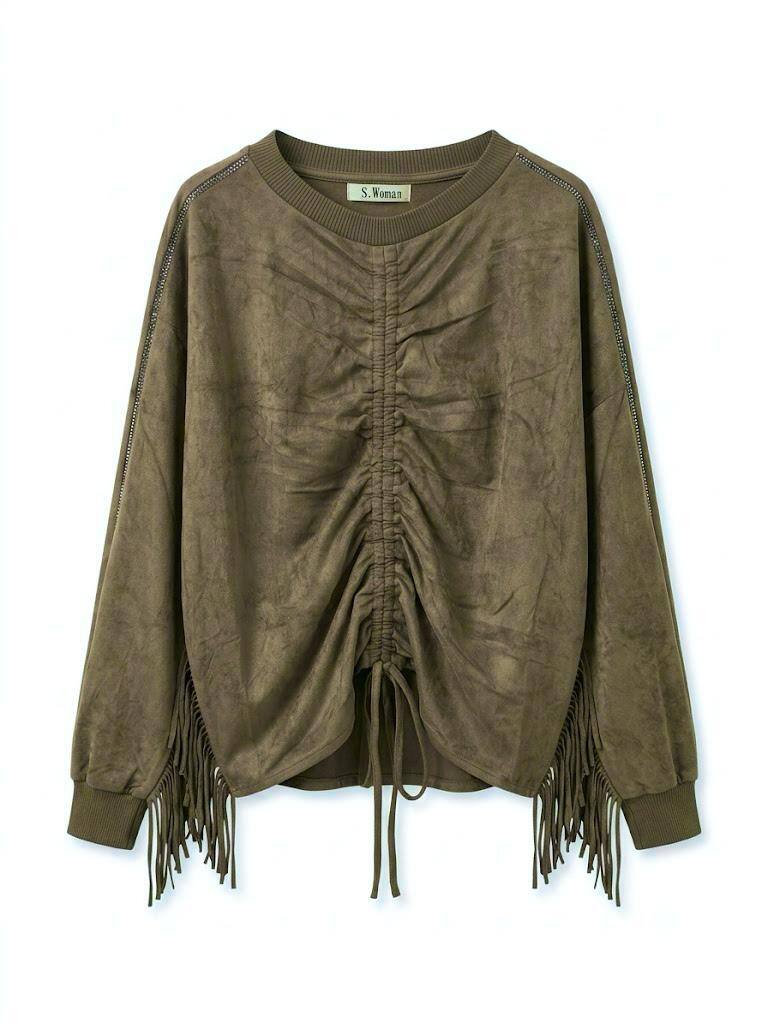 Wholesaler Sexy Woman - Western cowboy style, in suede leather, with a central drawstring to adjust the garment's pleats. Fashionable and versatile.