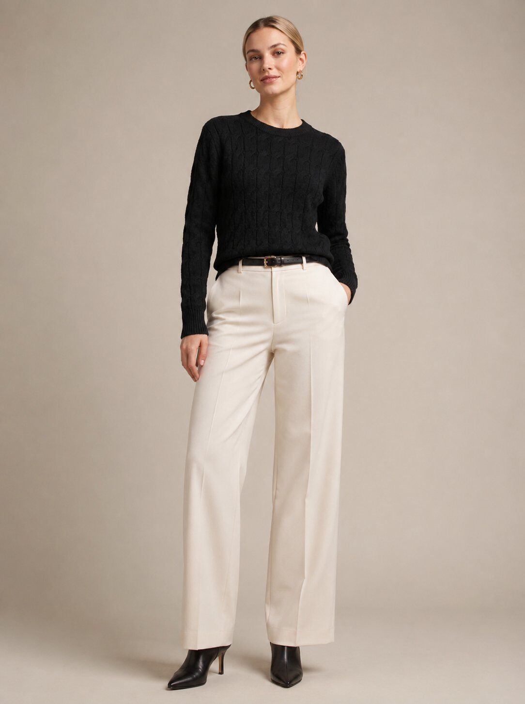 Wholesaler SHEYA FASHION - Women's Crew Neck Cable Knit Sweater Long Sleeve Casual Pullover