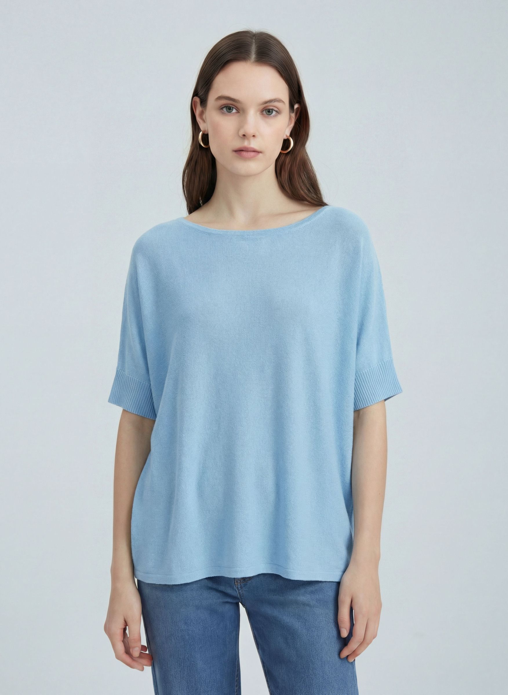 Mayorista SHEYA FASHION - Top de punto ligero con mangas murciélago y puños acanalados