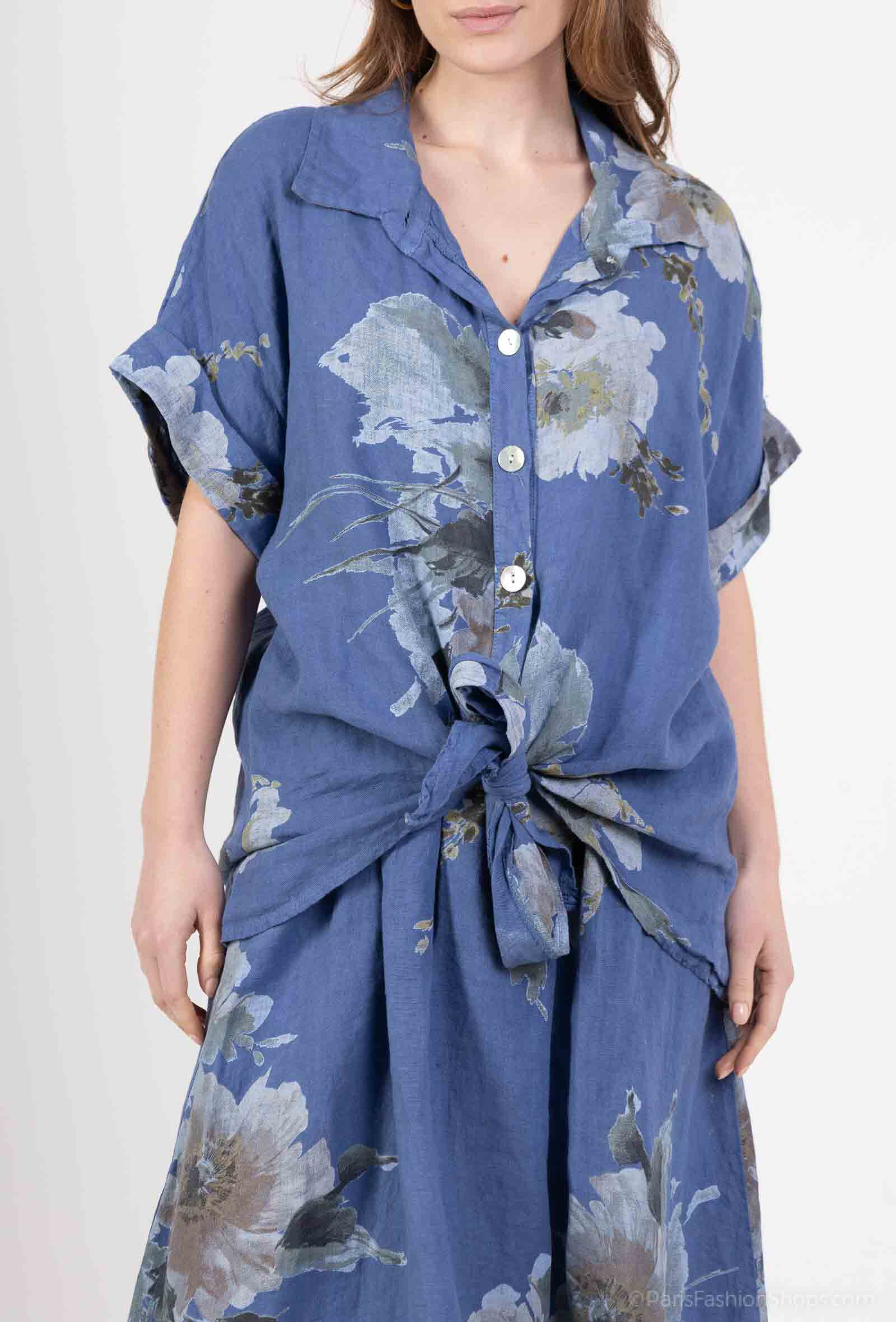 Wholesaler SHYLOH - Printed linen tie shirt