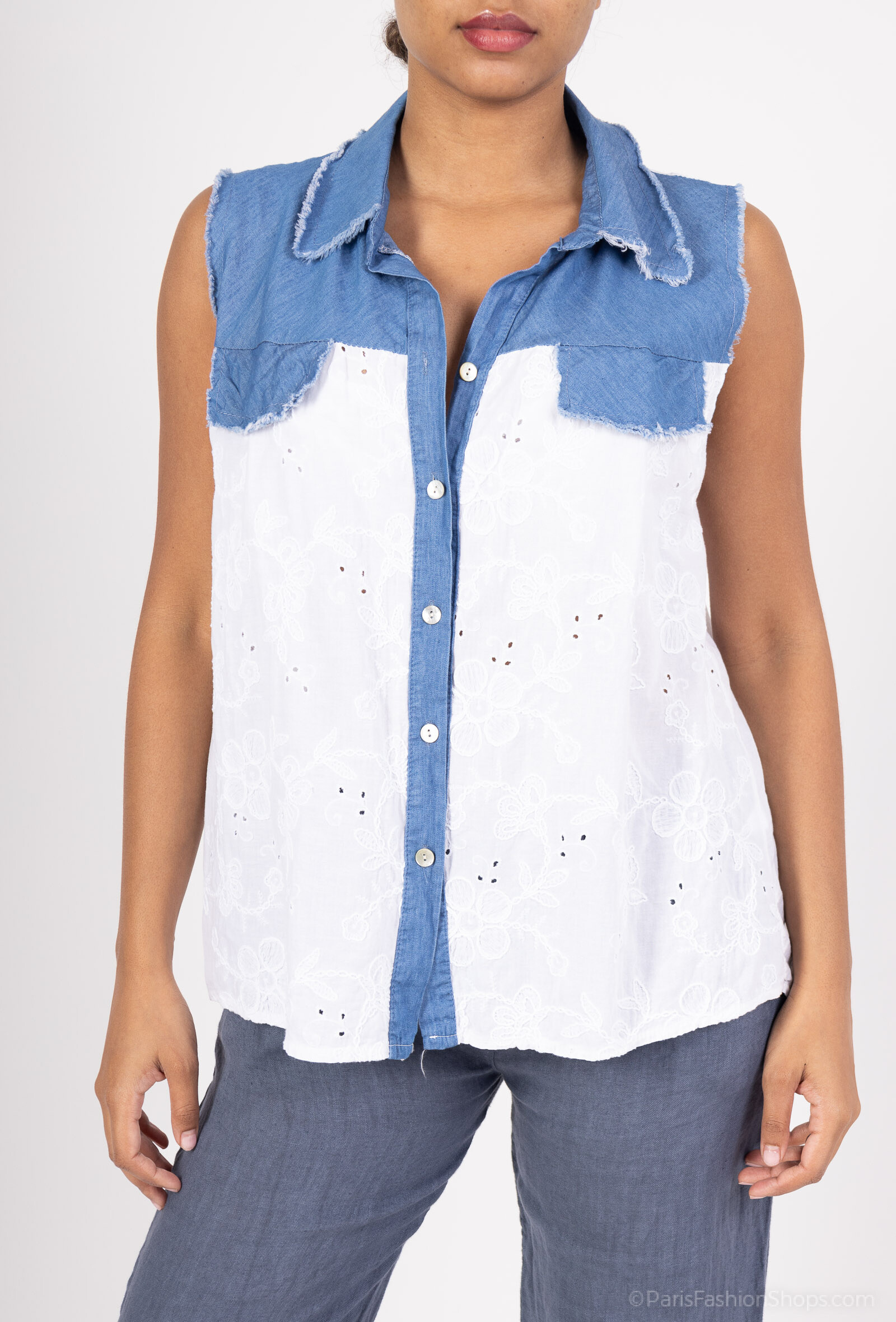 Wholesaler SHYLOH - Headless shirt Embroidery Jean