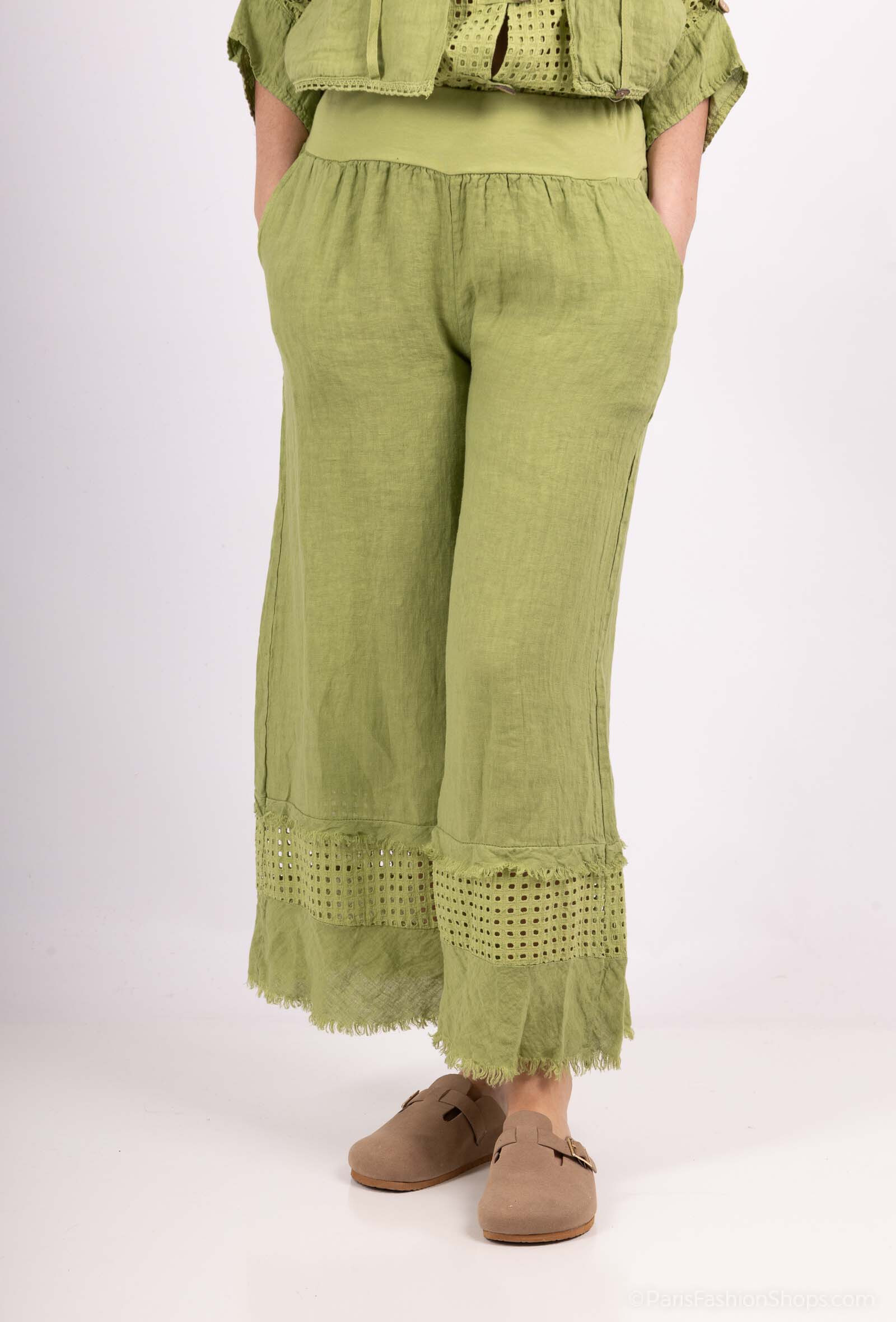 Wholesaler SHYLOH - Linen Pants Embroidery