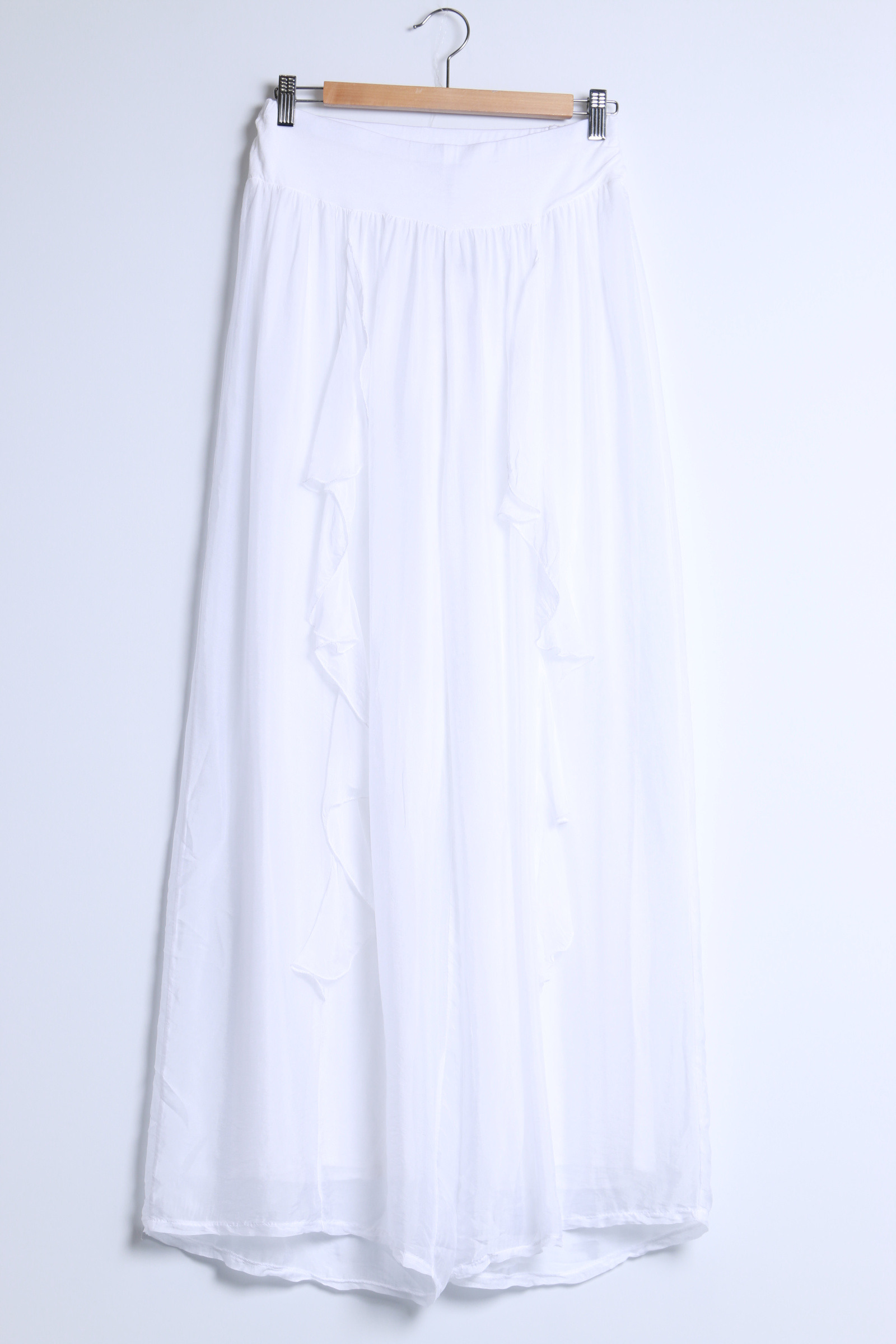 Mayorista SHYLOH - Pantalones fluidos de seda con volantes