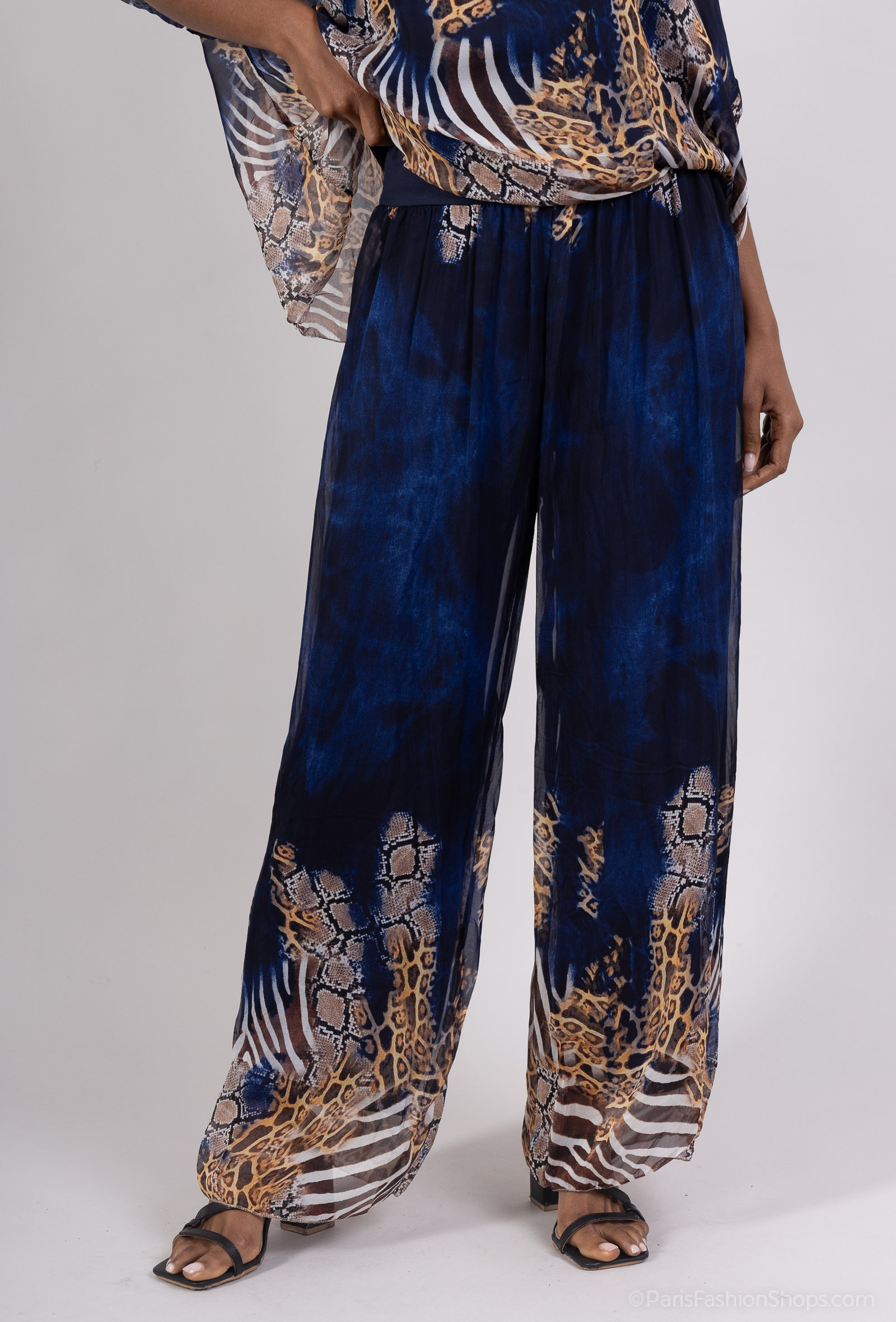 Mayorista SHYLOH - Pantalones de seda con estampado multi-animal