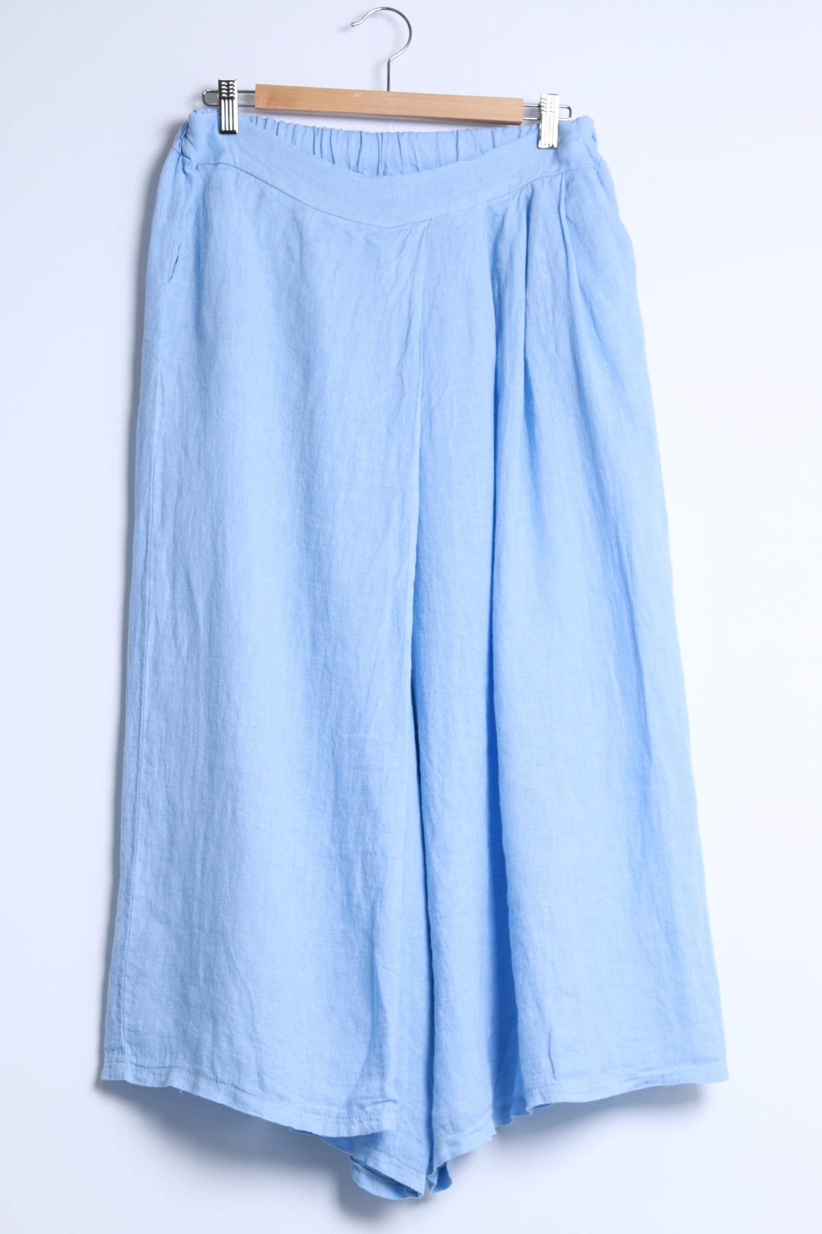 Mayorista SHYLOH - Pantalón amplio 7/8 de lino con 2 bolsillos