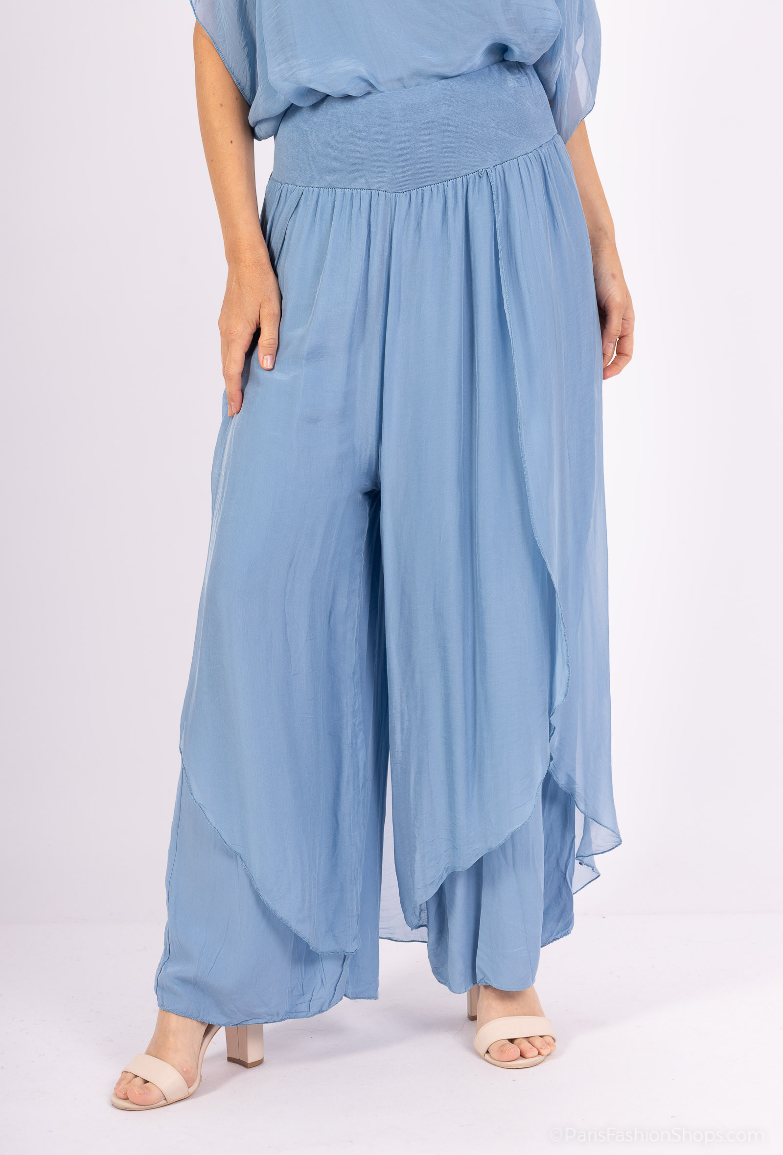 Mayorista SHYLOH - Pantalón falda de seda con volantes