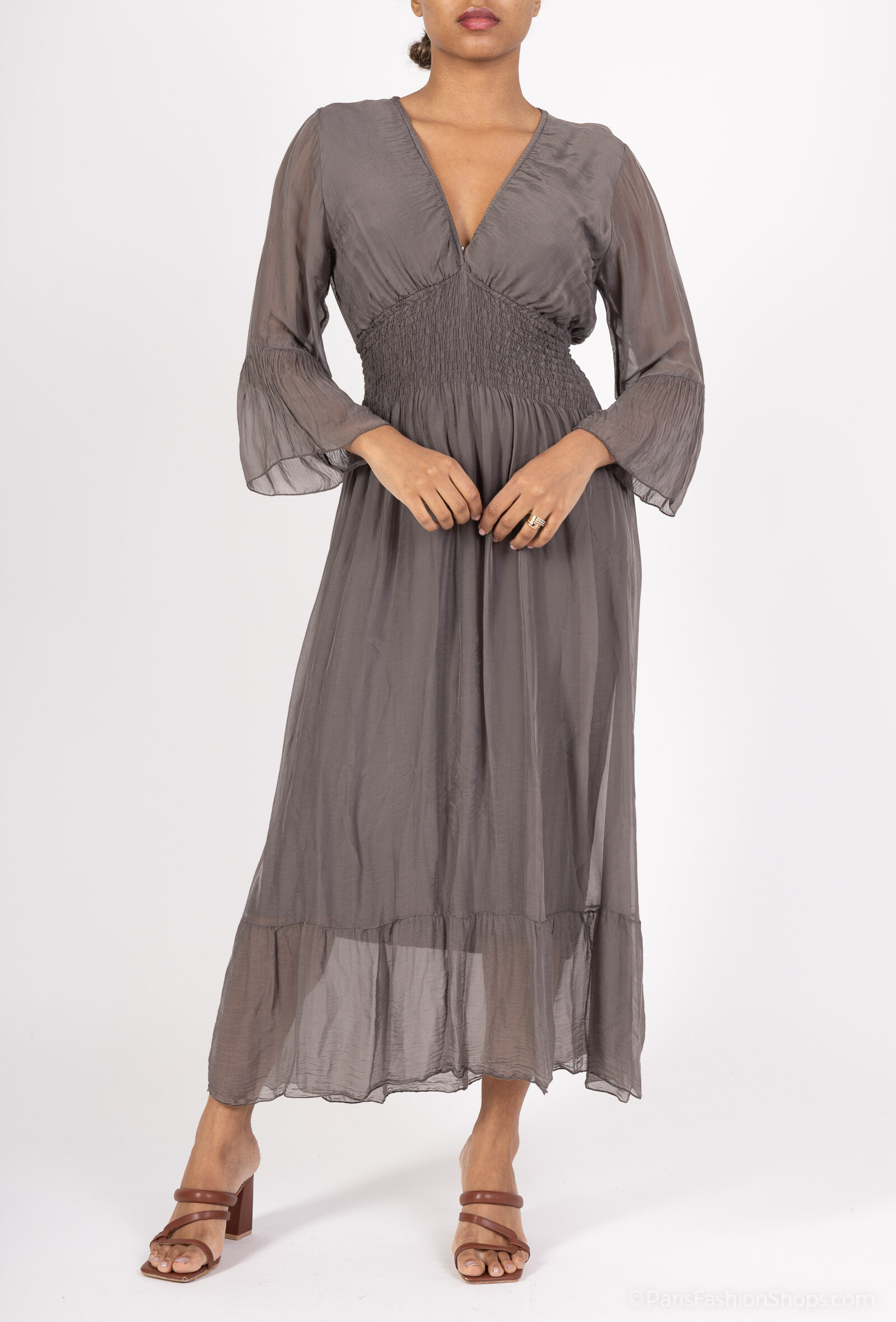 Wholesaler SHYLOH - Smocked silk dress at the waist