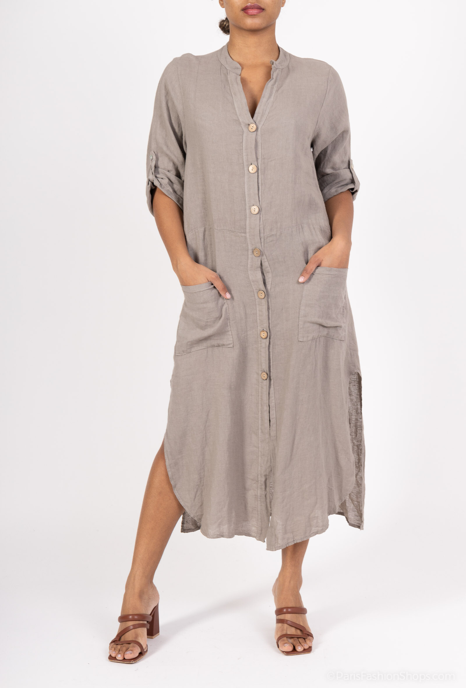 Wholesaler SHYLOH - Long linen shirt dress
