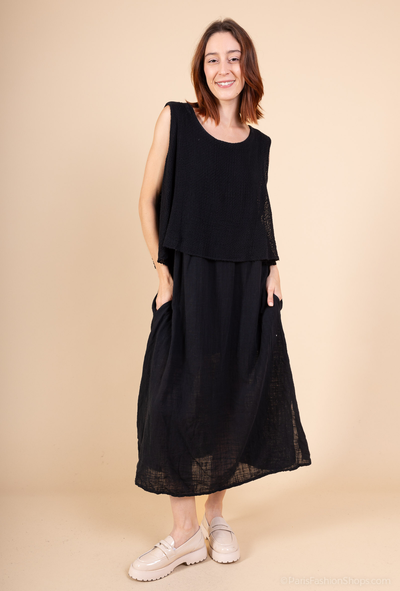 Mayorista SHYLOH - Vestido de algodón bimaterial